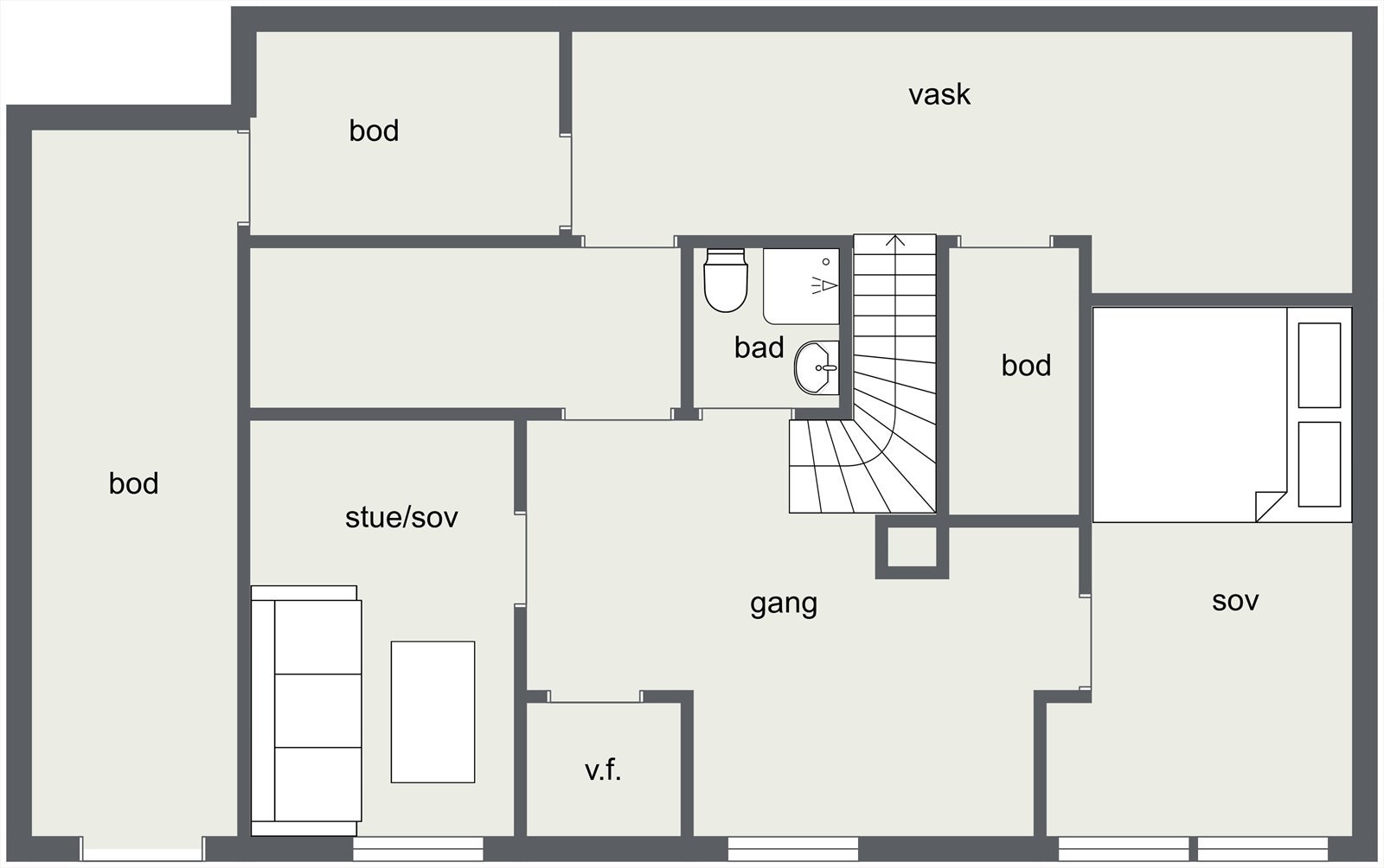 Plantegning underetasje. Galleribilde