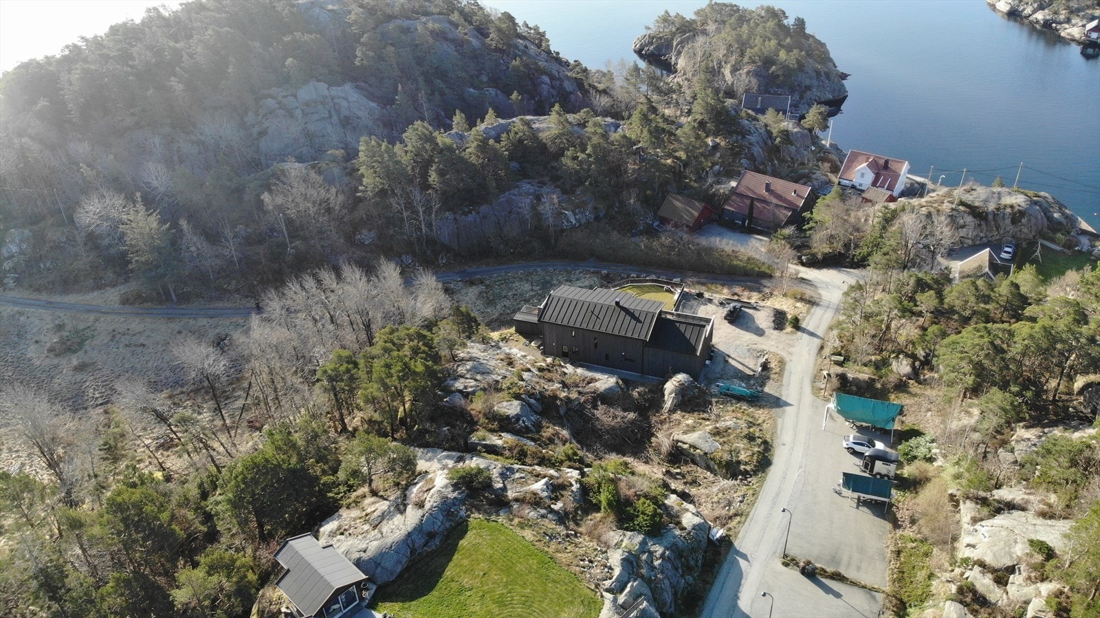 Fugleperspektiv over de to utsiktstomtene Galleribilde