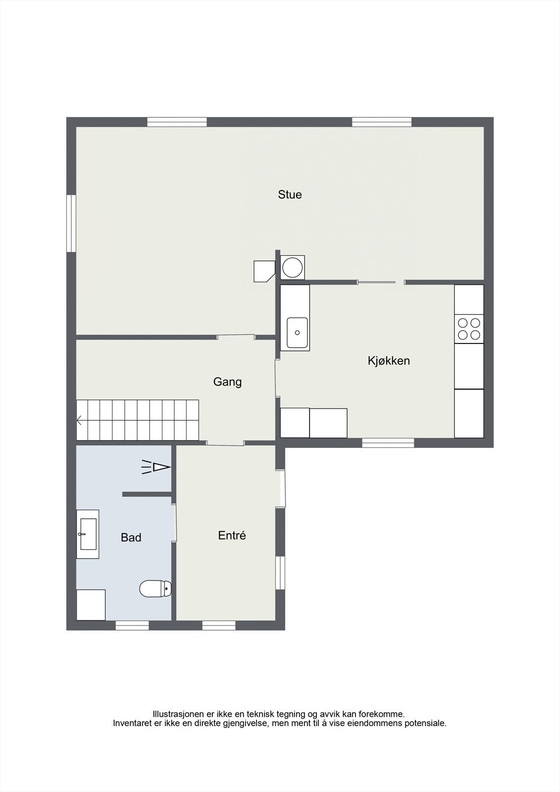 Plantegning 1. etasje. Galleribilde