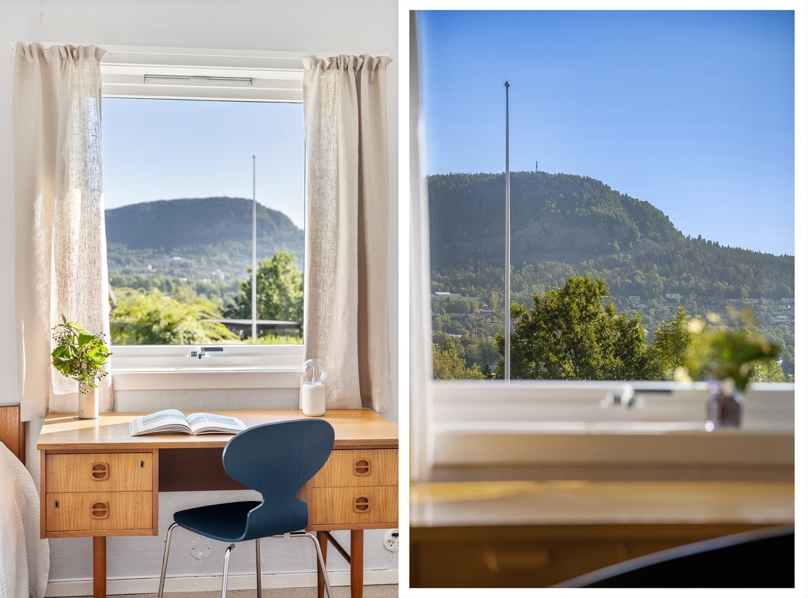 På soverommet nr 2 er det rom for skrivebord med utsikt plassert ved vinduet gir inspirasjon og ro. Galleribilde