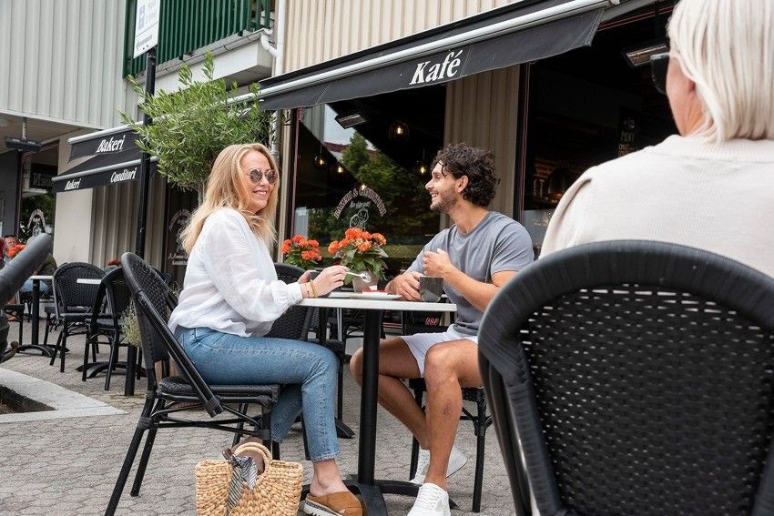 Gangavstand til kafeer, restauranter, dagligvarehandele og spesialforretninger Galleribilde