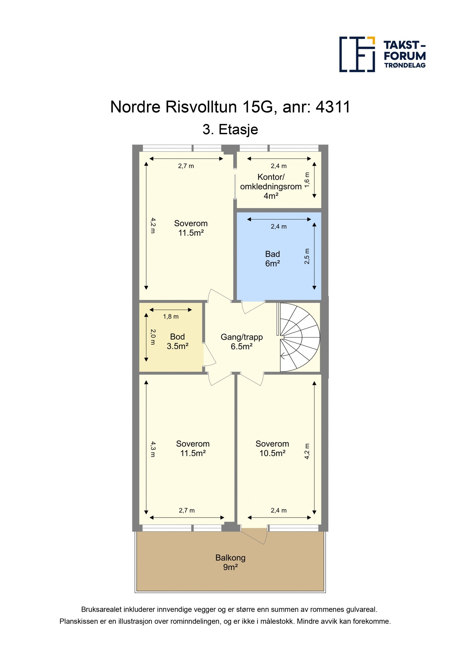 Plantegning 3. etasje. Galleribilde