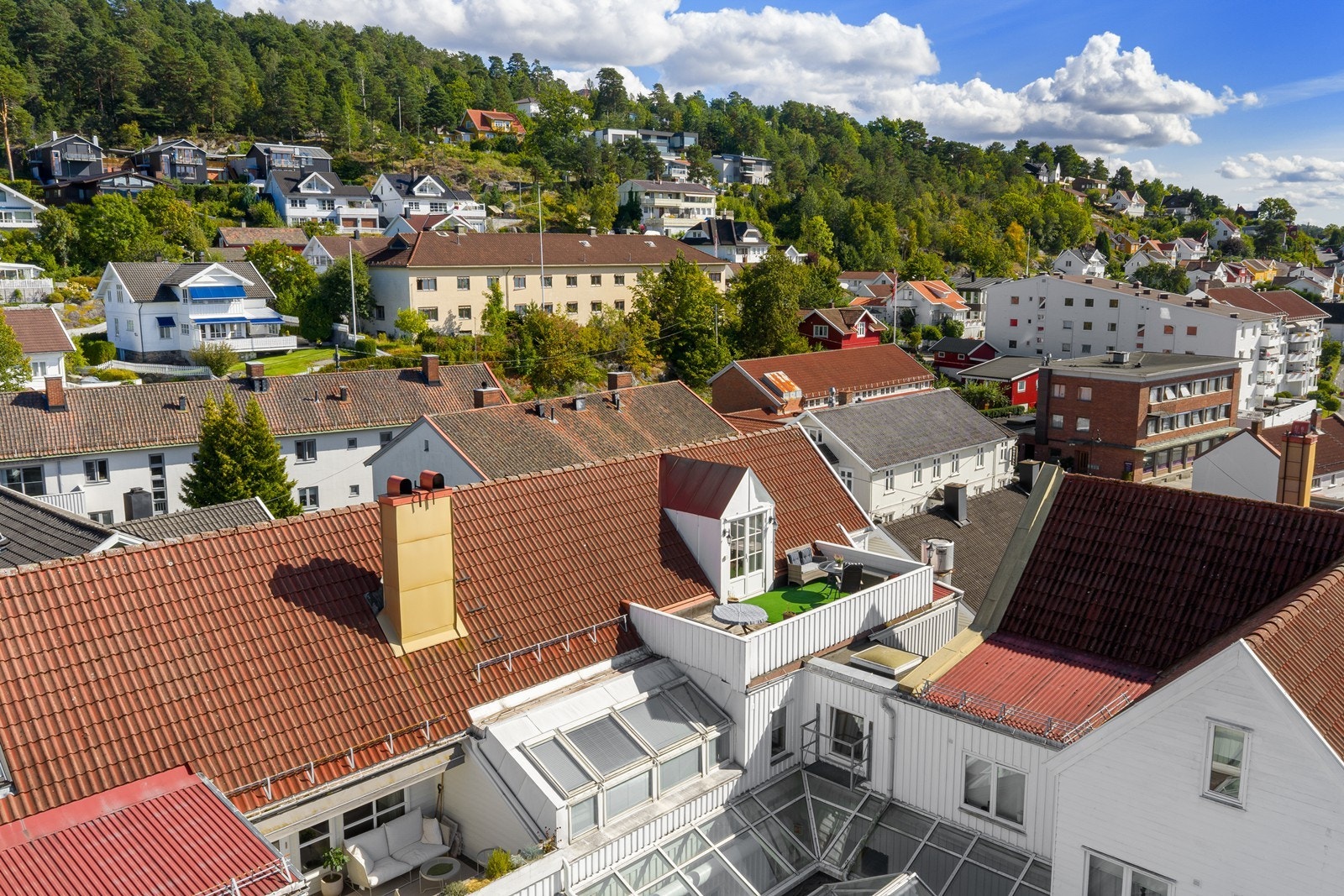 Drone fra vest - Tak terrasse Galleribilde