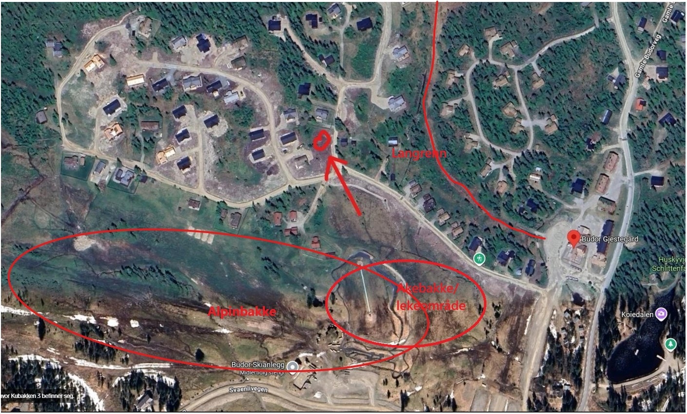 Rød pil viser hvor Kubakken 3 befinner seg. Galleribilde