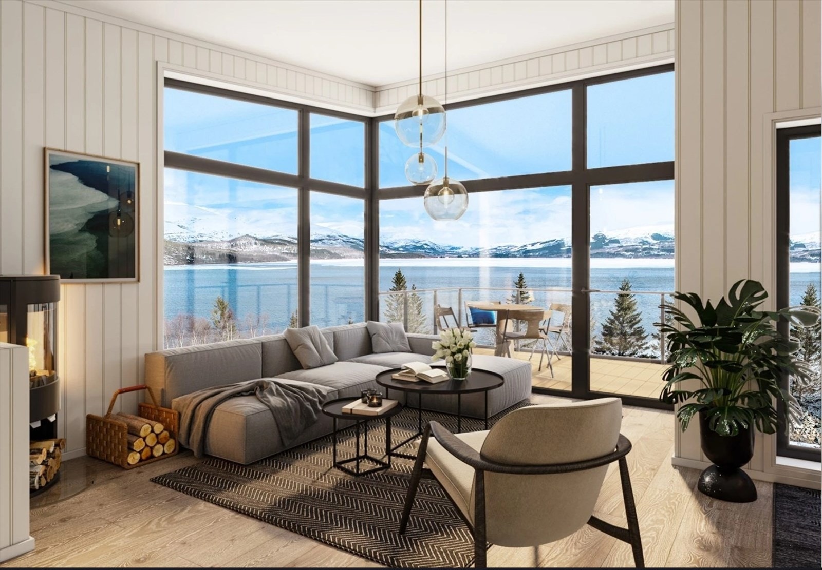 Flott stue med store vindusflater som gir godt med belysning. Galleribilde