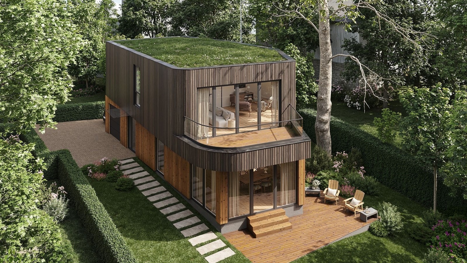 Illustrasjon av ditt nye hus i Ekelyveien 5E presentert av Christer B. Gabrielsen og Fredrick A. Haarr i Nordvik Galleribilde