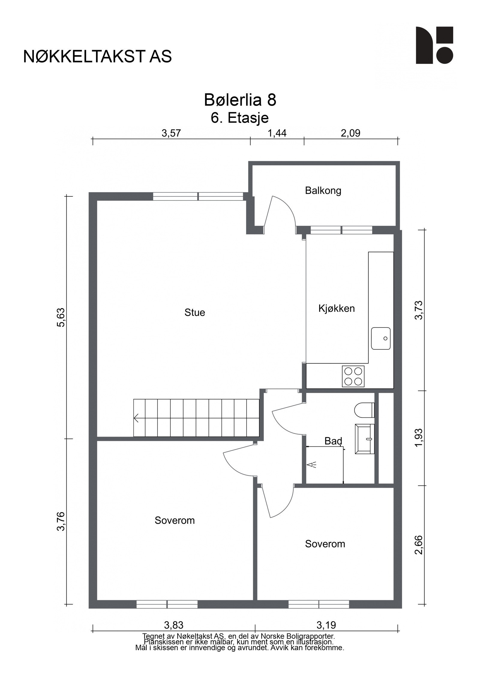 Floorplan letterhead - Bølerlia 8 - 6. Etasje - 2D Floor Plan Galleribilde