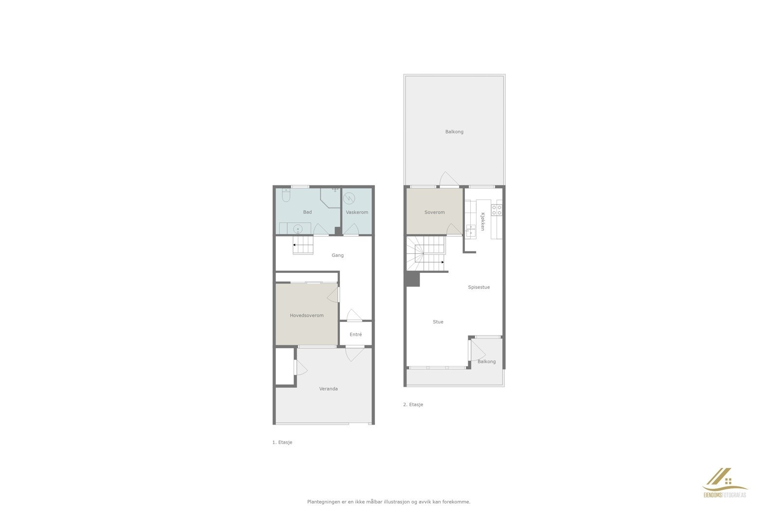 Plantegning 1. og 2. etasje. Galleribilde