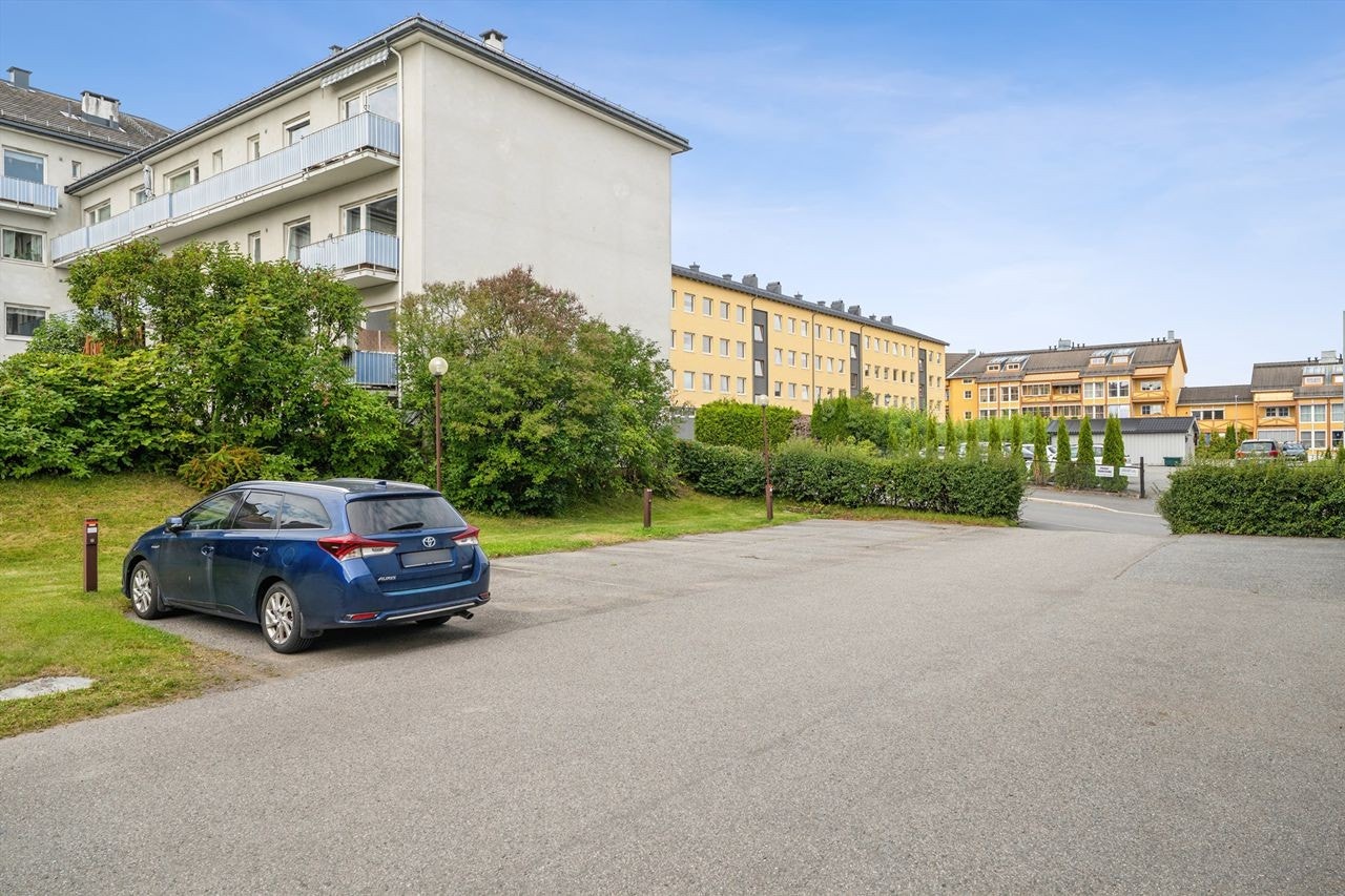 Parkering langs gaten etter gjeldende bestemmelser. Parkering på felles tomt tildeles etter ansiennitet. Galleribilde