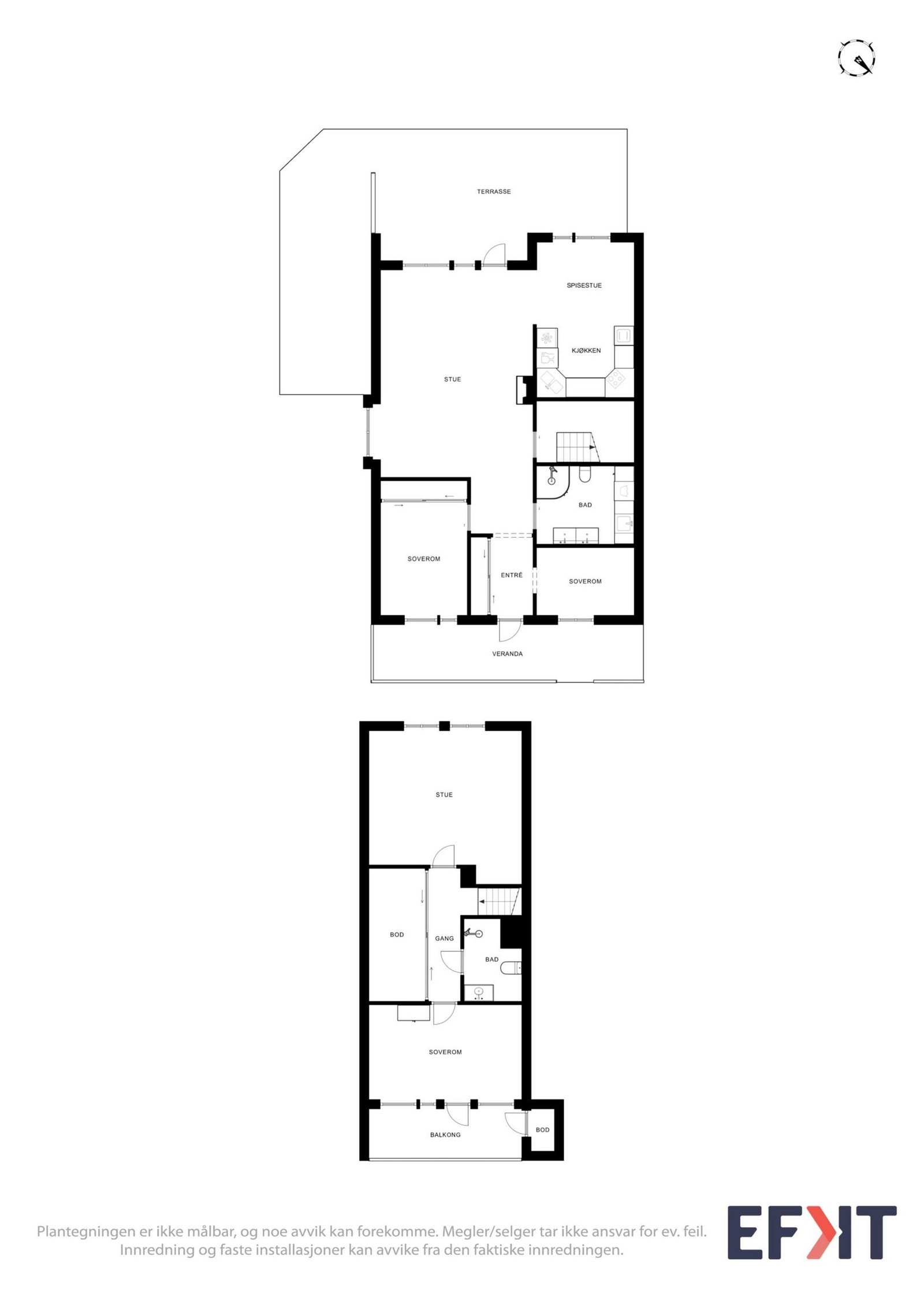 Plantegning 1. og 2. etasje Galleribilde