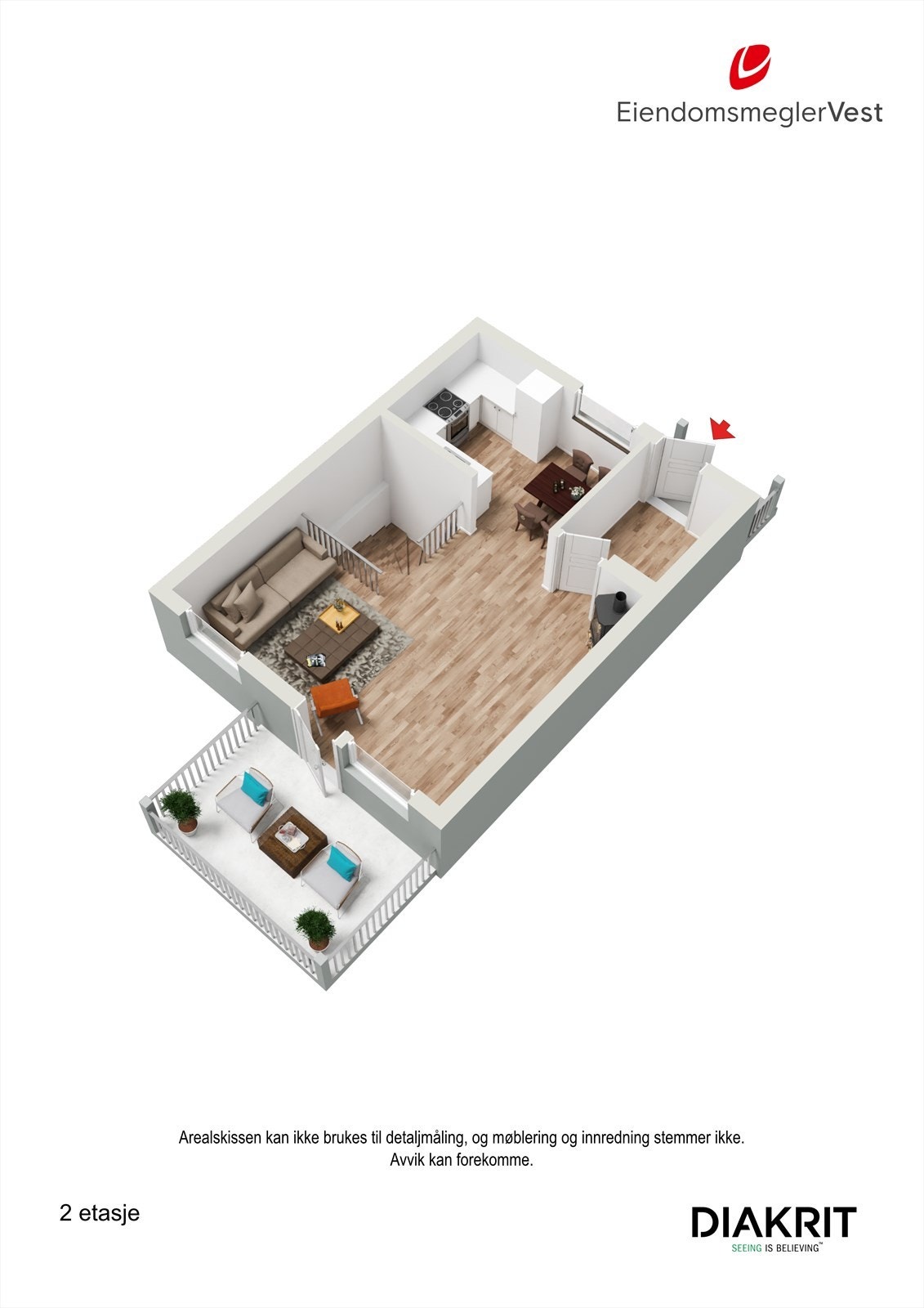 Plankart 2. etasje 3D Galleribilde