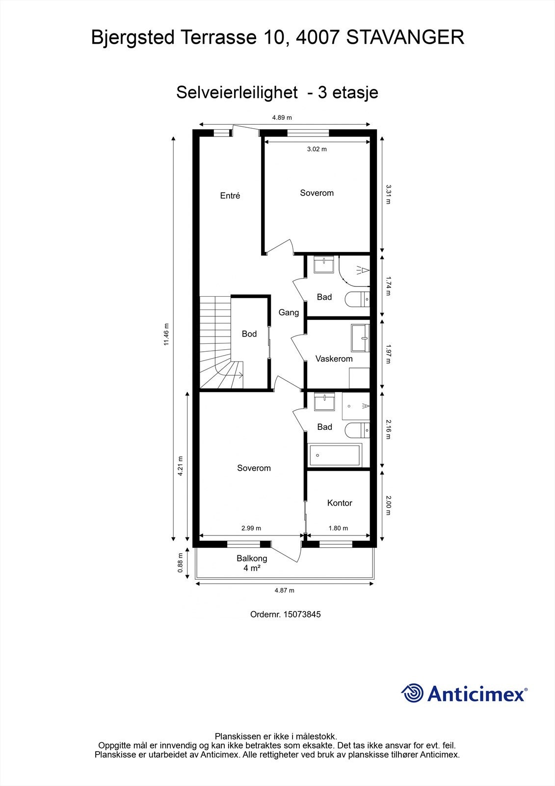 Plantegning 3 etasje Galleribilde