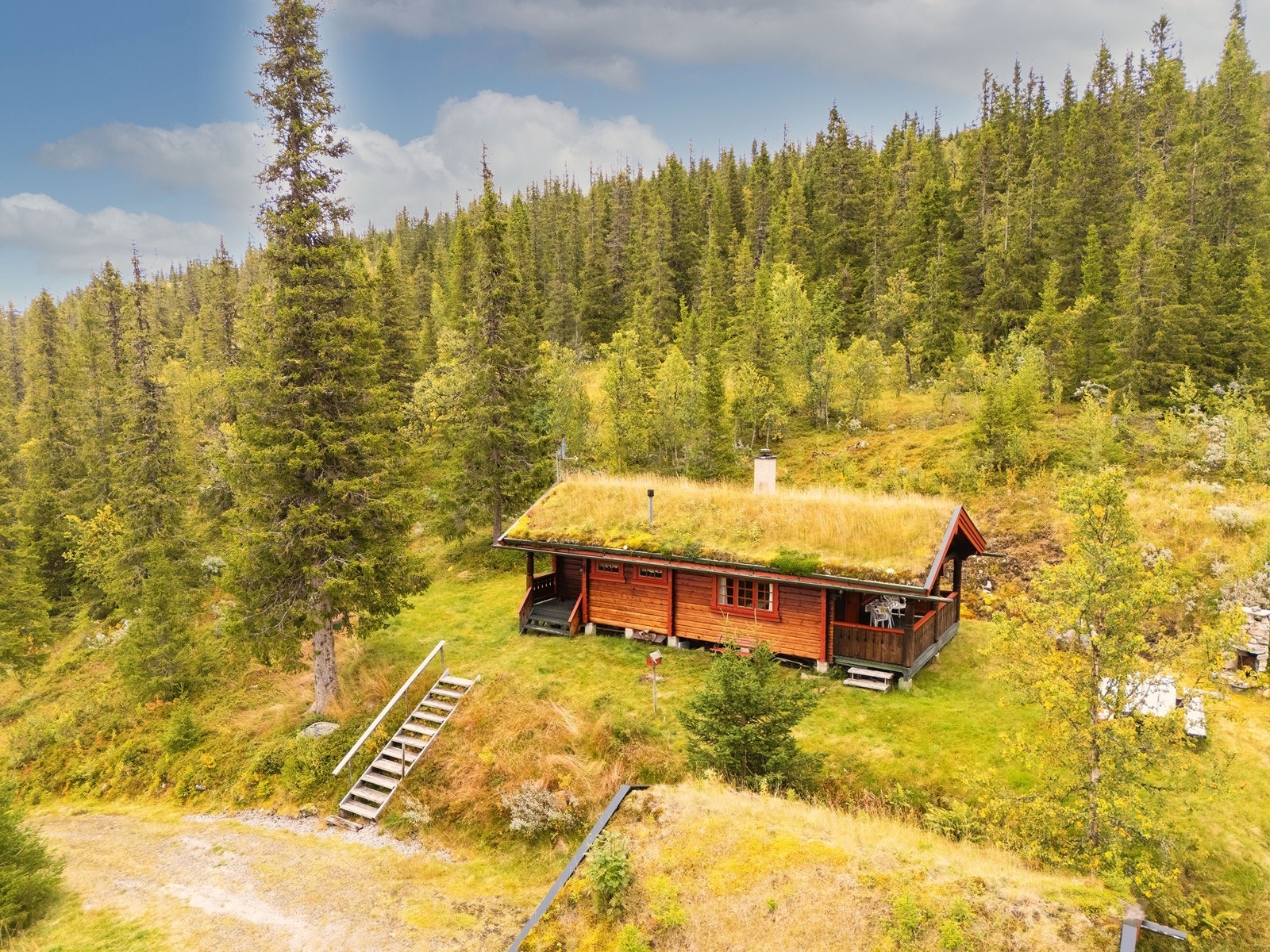 Hytta har enkel adkomst med helårsvei helt frem og parkering på egen tomt. Galleribilde