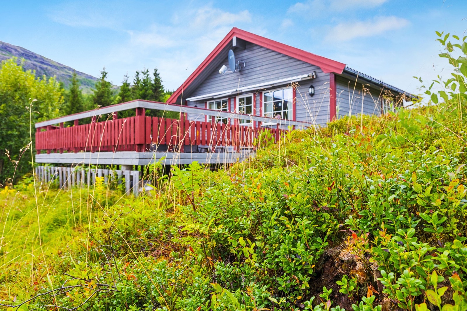 Hovedhuset består av et vindfang, stue, kjøkken, bad, soverom og bodplass. Galleribilde