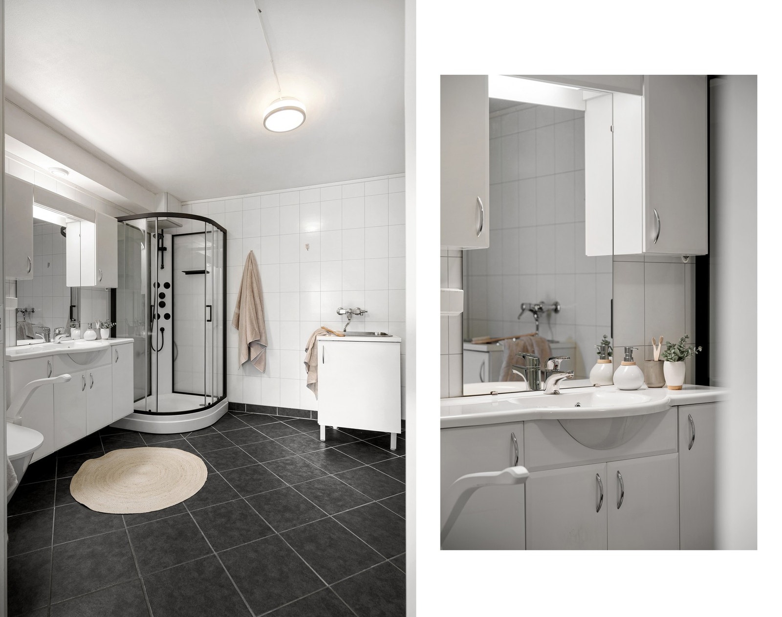 Flislagt bad med elektriske varmekabler Galleribilde