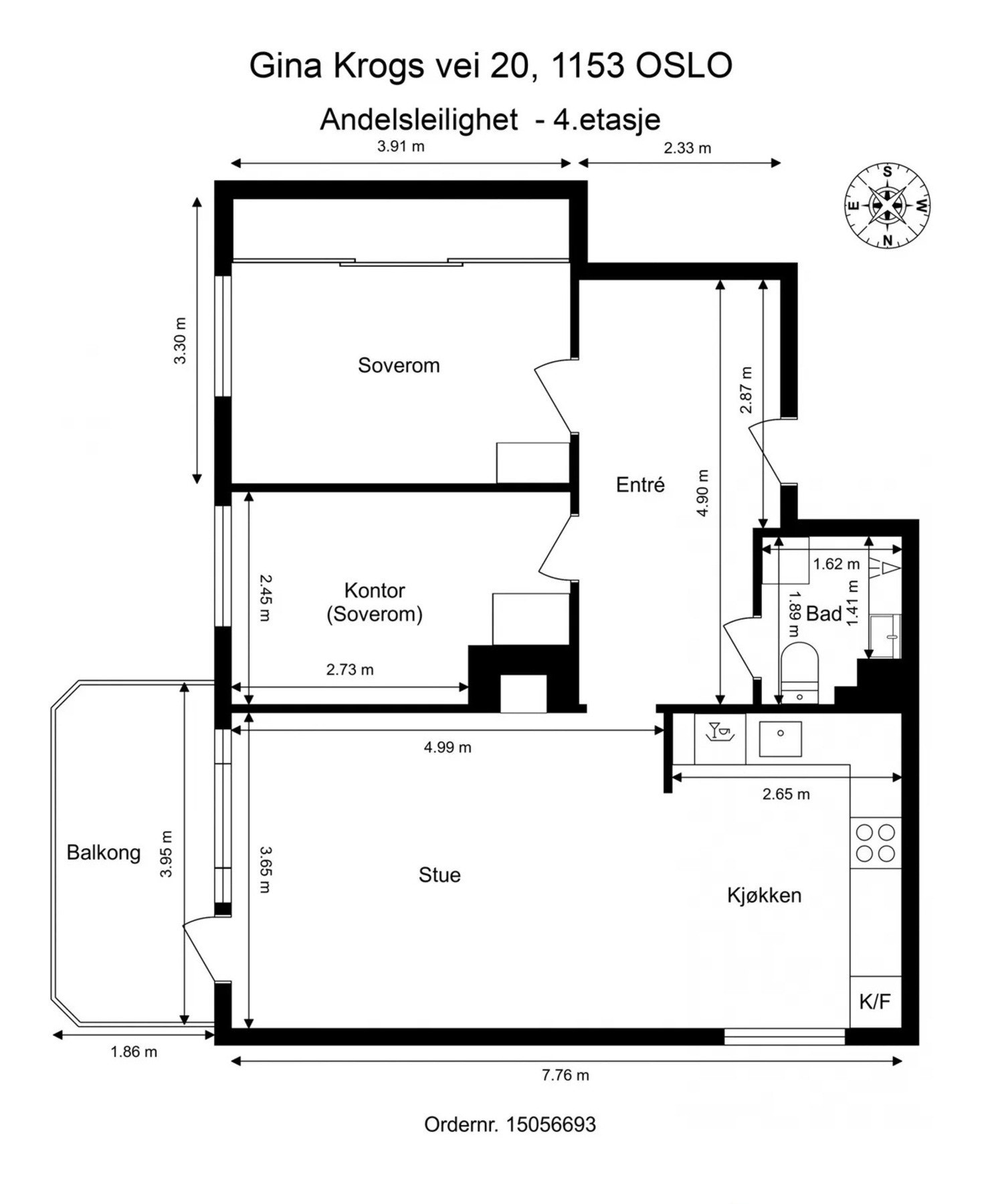 Planskisse. I tillegg disponerer leiligheten loftsbod og 2 kjellerboder. Galleribilde
