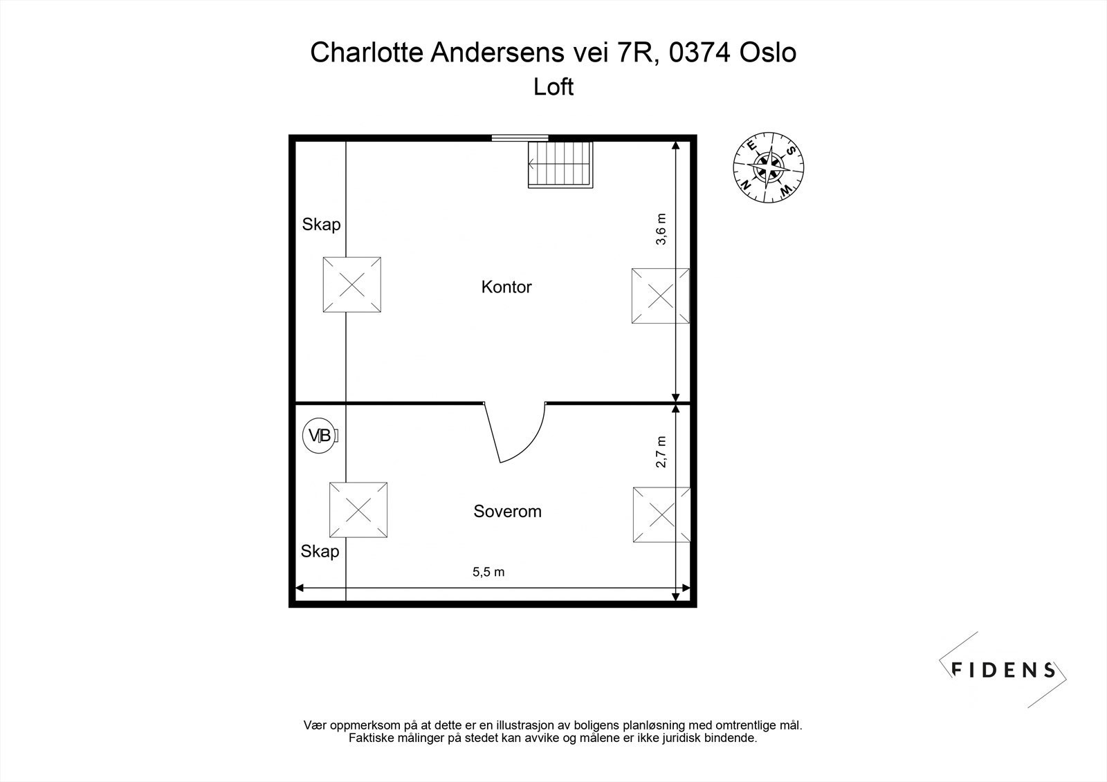 Plantegning - Loft. Galleribilde