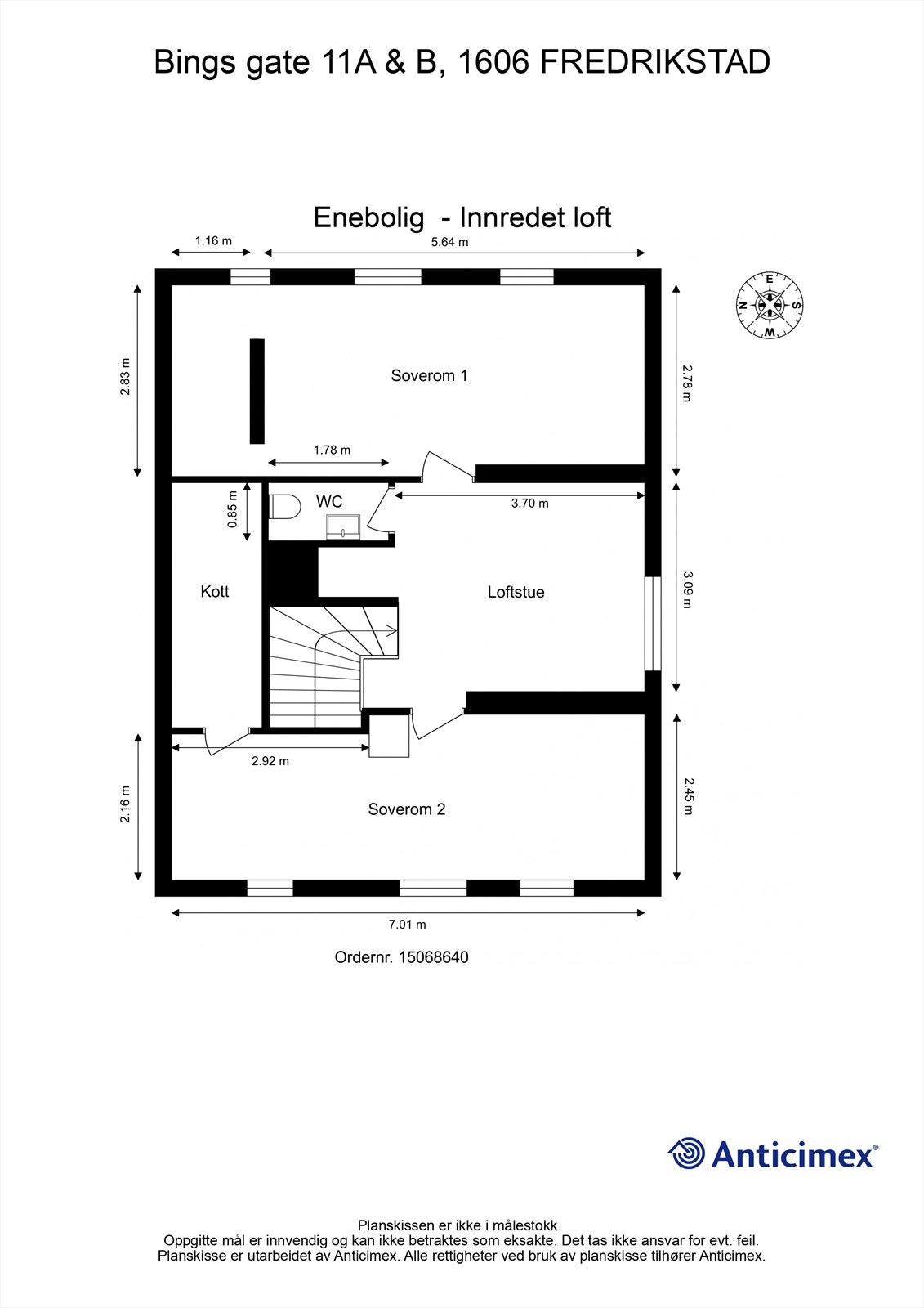 Veiledende skisse av andre etasje i hovedbolig. Galleribilde