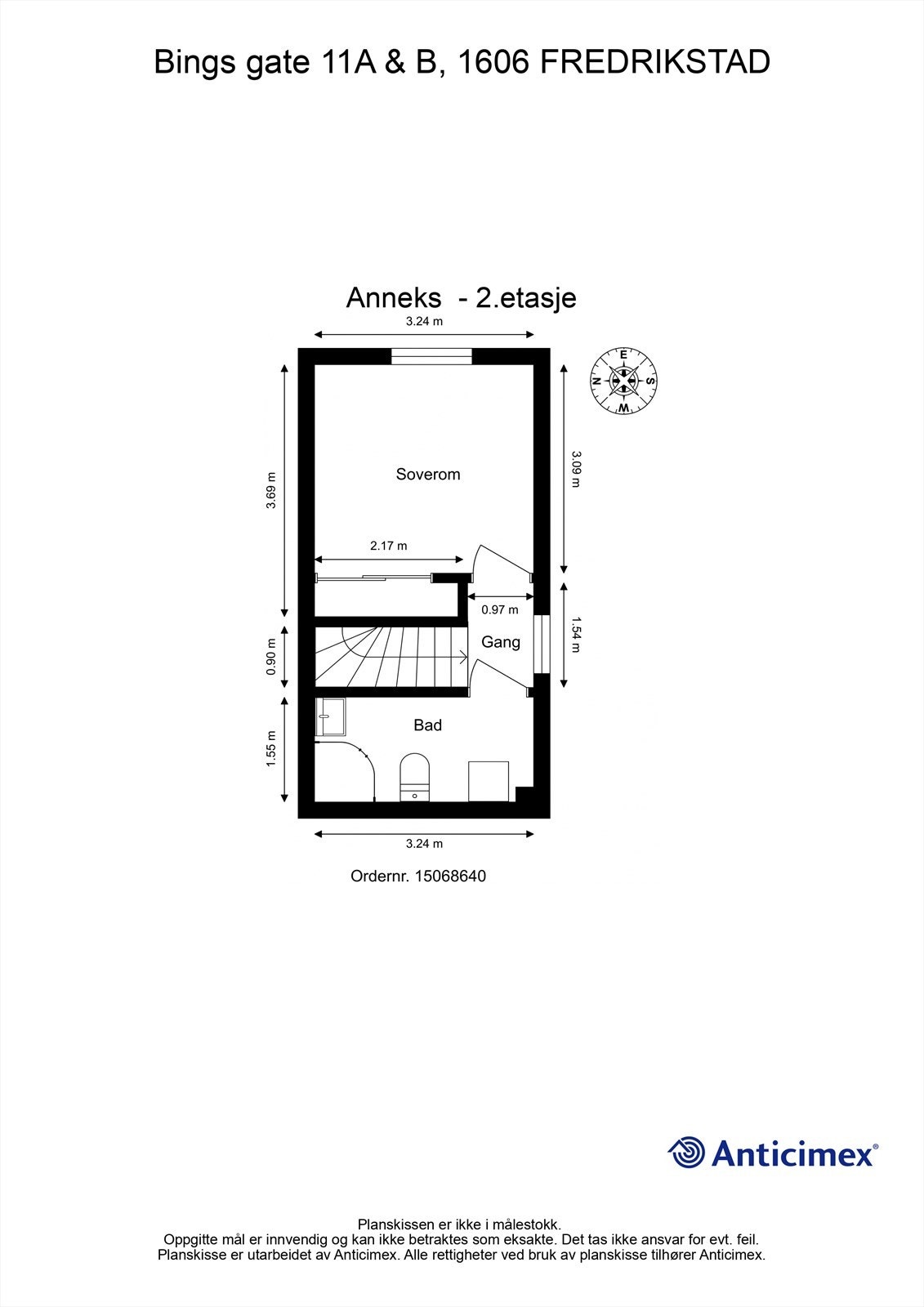 Veiledende skisse av andre etasje i anneks. Galleribilde