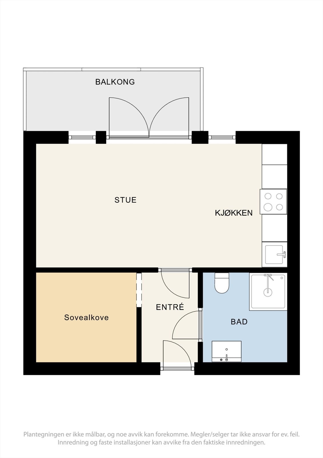Alternativ plantegning med inngang til alkove fra gangen. Galleribilde