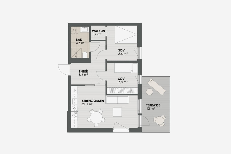 Plantegning leilighet 2 Galleribilde