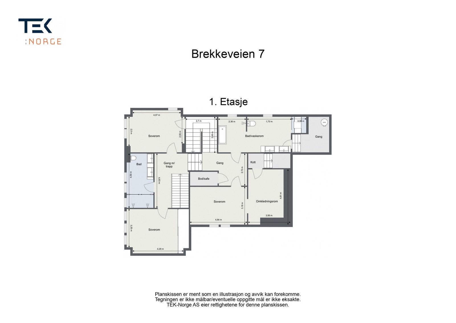 Plantegning Brekkeveien 7, 1. etasje Galleribilde