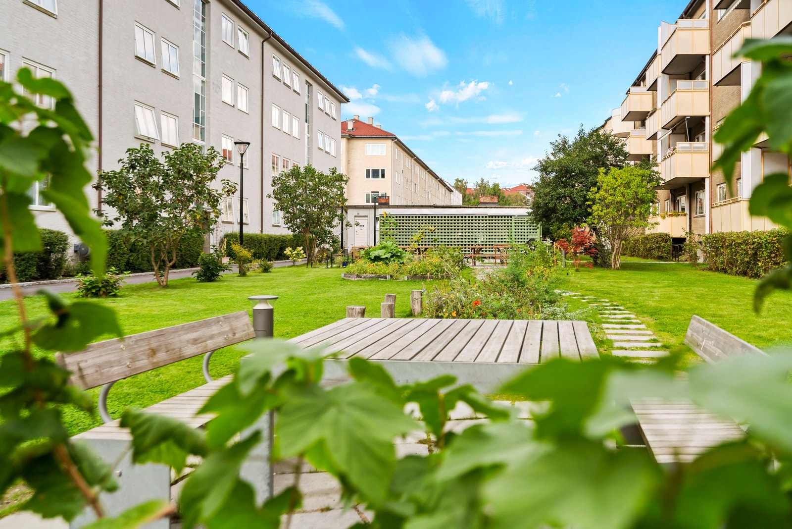 Bakgården ble oppgradert av det veldrevne aksjelaget nå nylig i perioden 2023-2024 med blant annet ny asfalt og nytt sykkelskur. Galleribilde