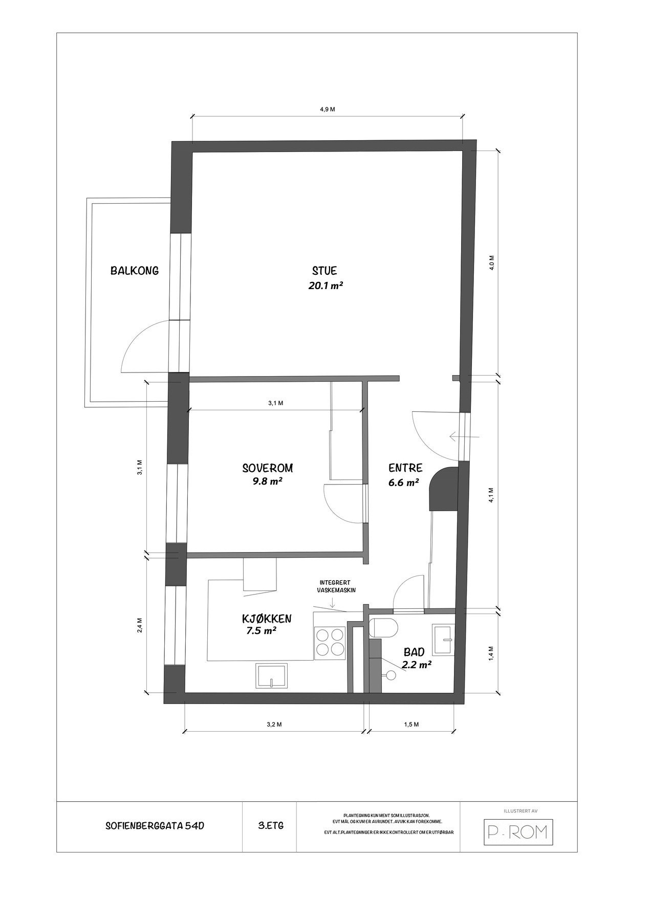 Praktisk planløsning med separat kjøkken. Galleribilde