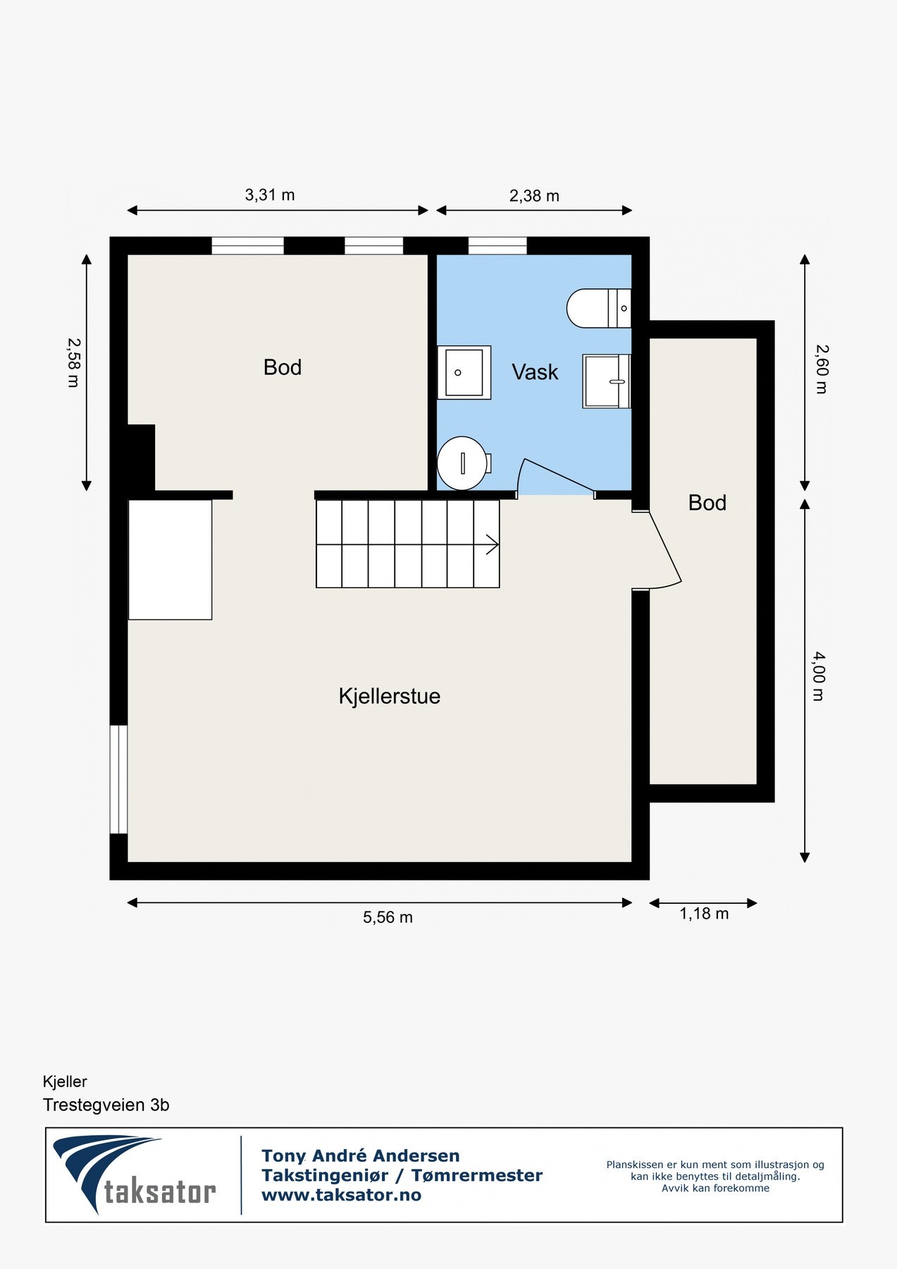 Kjelleretasje (ingen rom i kjelleretasjen er godkjent for varig opphold) Galleribilde