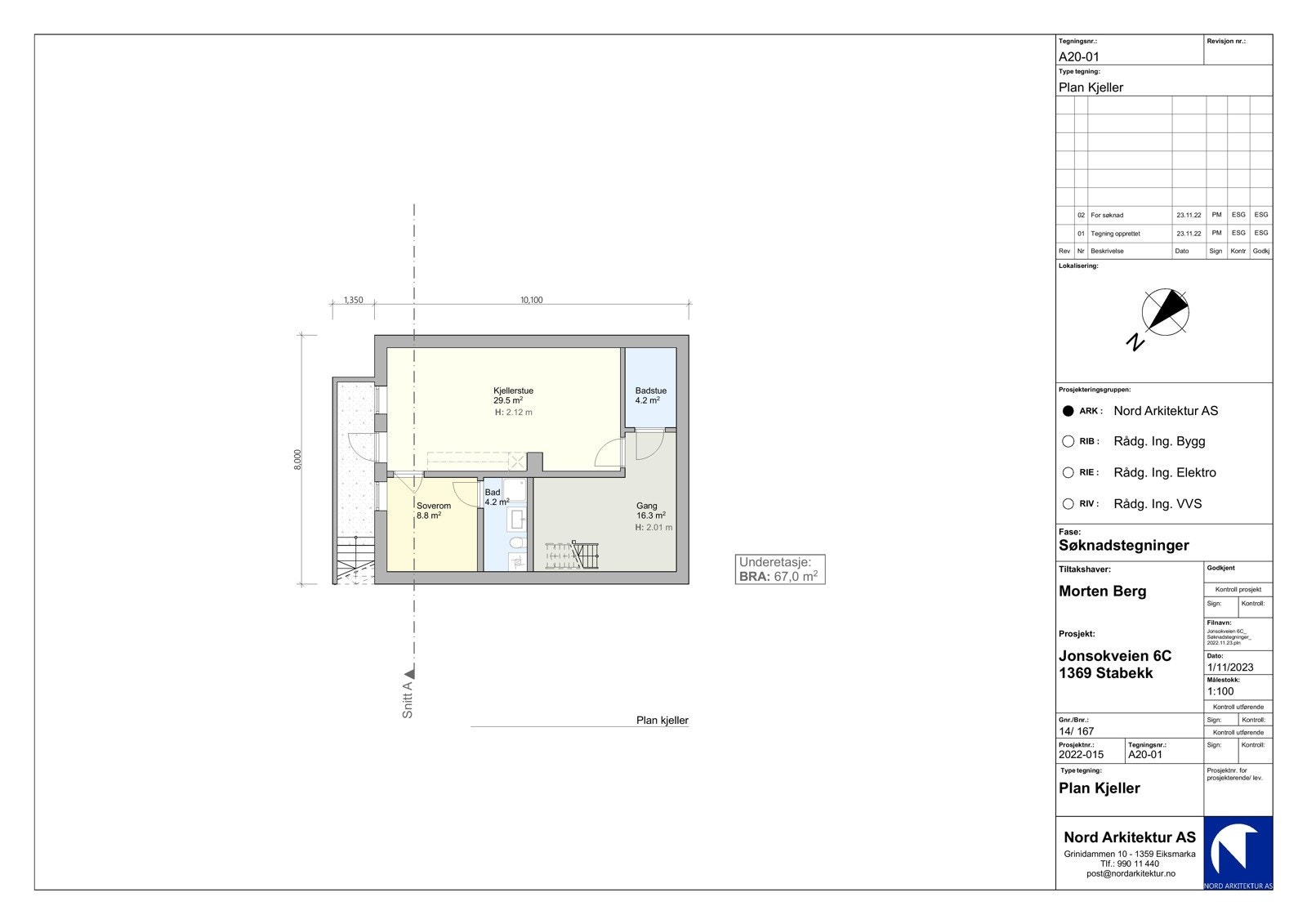 Plantegning underetasje (med hybel). Galleribilde