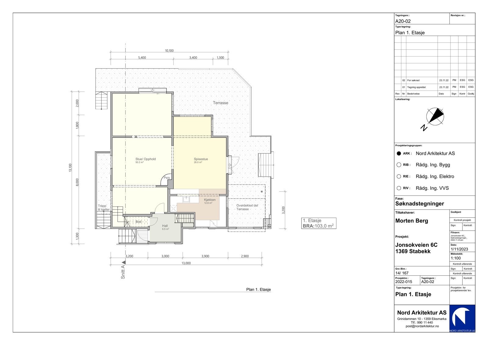 Plantegning hovedetasje. Galleribilde