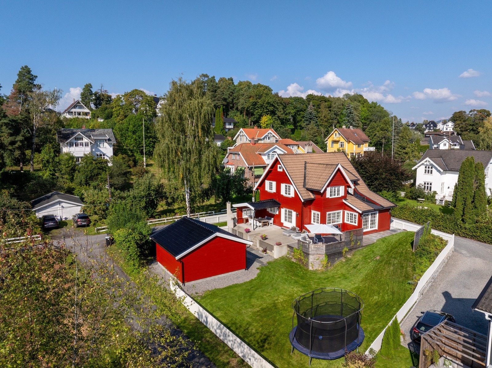 Solrik tomt i et etablert boligområde, sentralt på Stabekk. Galleribilde