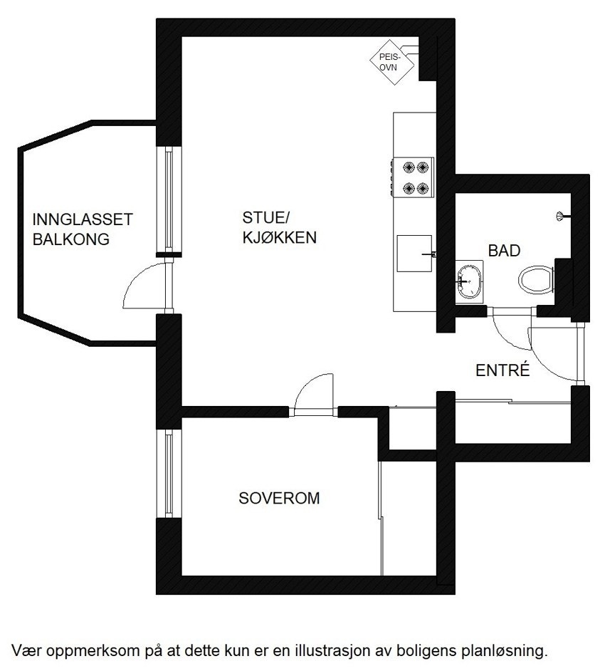 Planskisse. I tillegg medfølger en loftsbod og to kjellerboder. Galleribilde