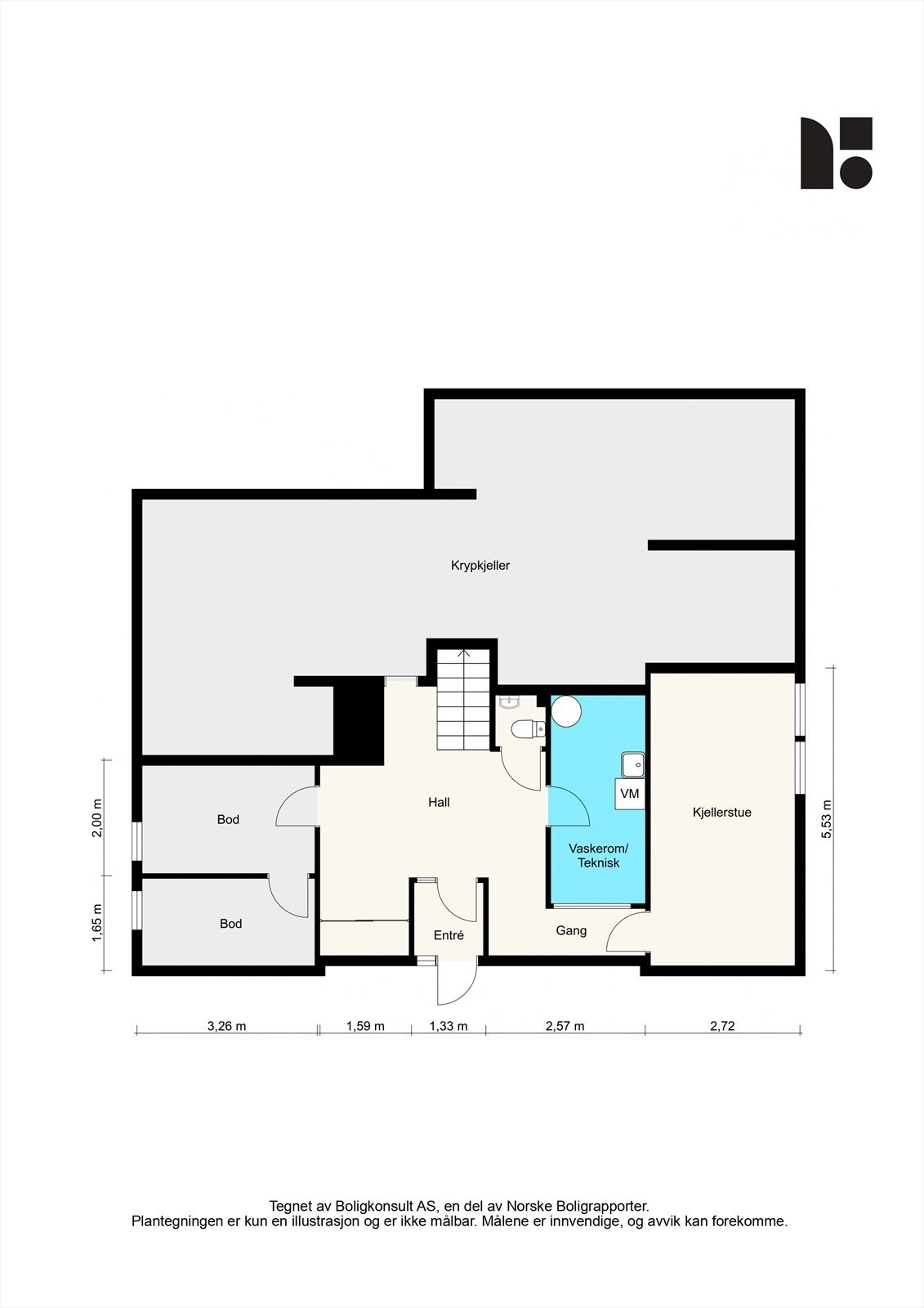 Plantegning underetasje med kryprom Galleribilde