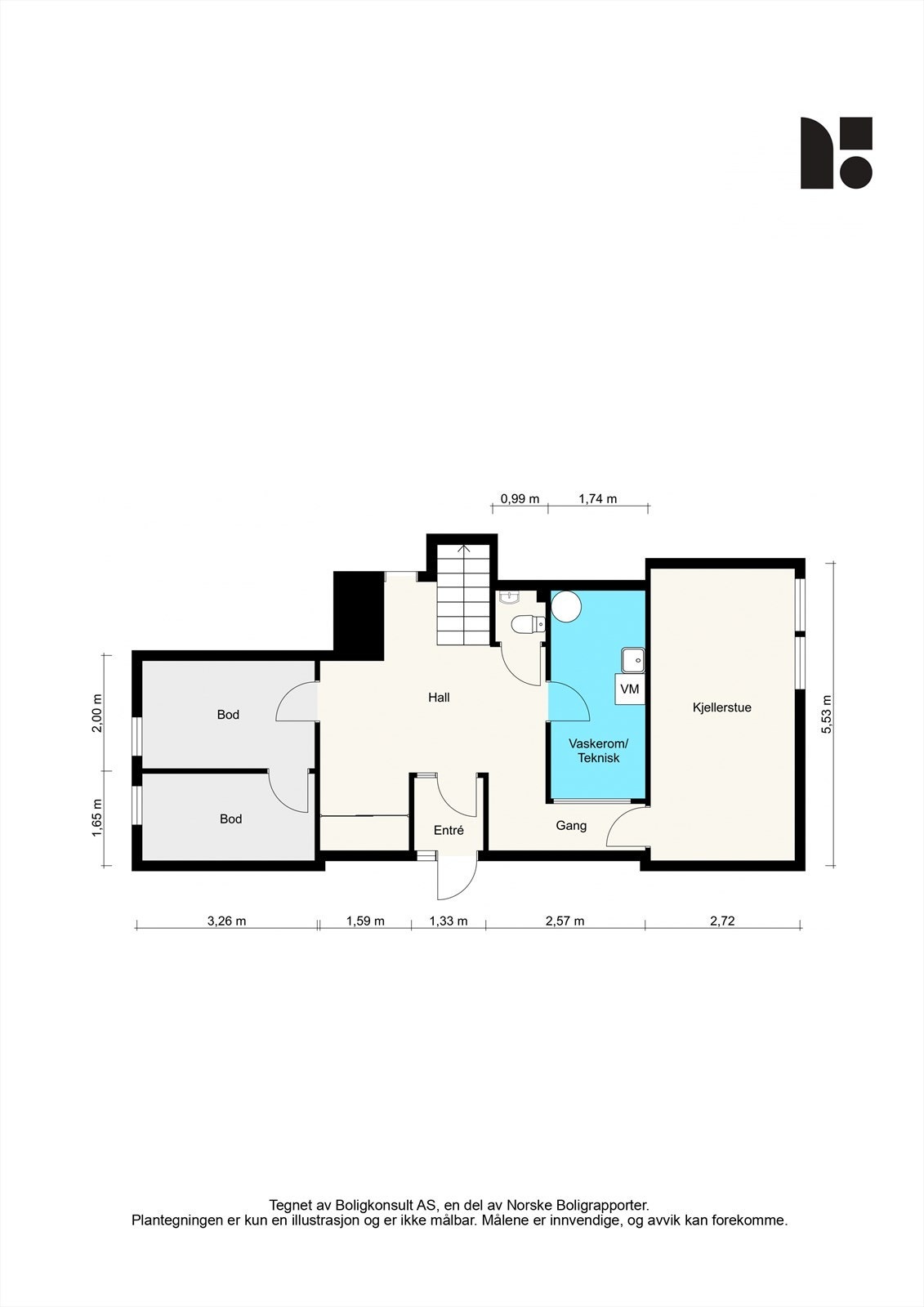 Plantegning underetasje uten kryprom Galleribilde