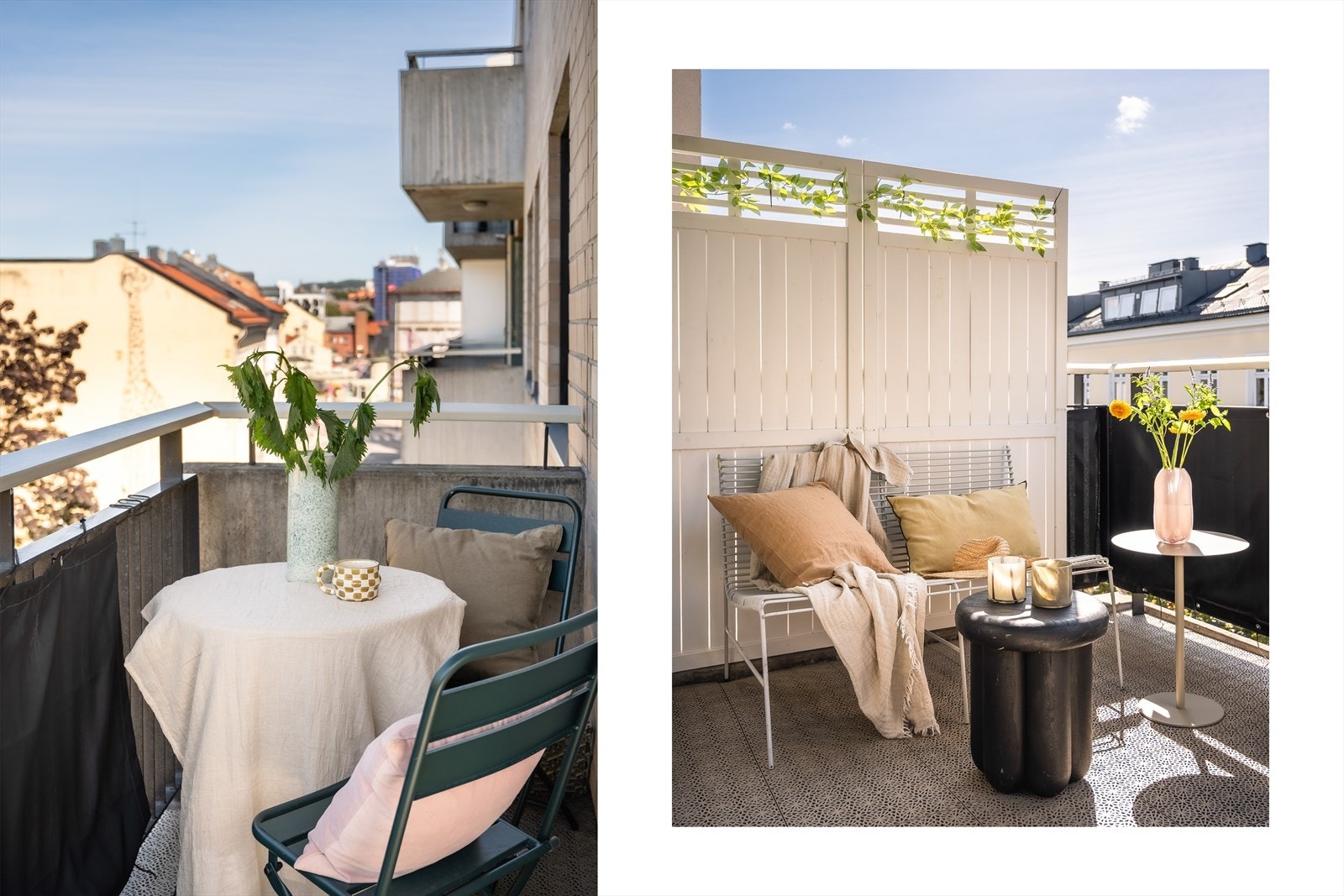 Den åpne utsikten gir en flott følelse av luft og lys, samtidig som du har et godt overblikk over området. En solrik balkong med privat preg. Galleribilde