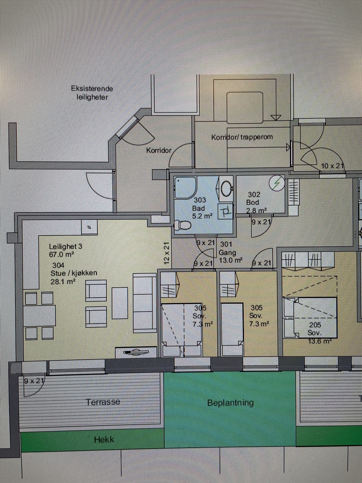 Forslag til alternativ planløsning med 4 soverom. Galleribilde