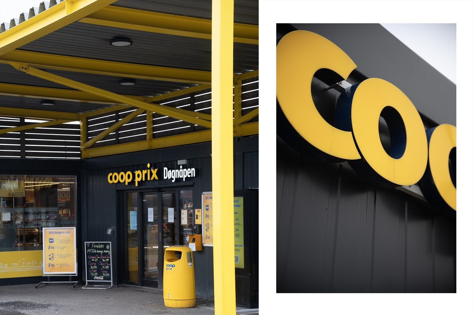 Døgn og søndagsåpen Coop ligger rett over veien fra leiligheten. Galleribilde