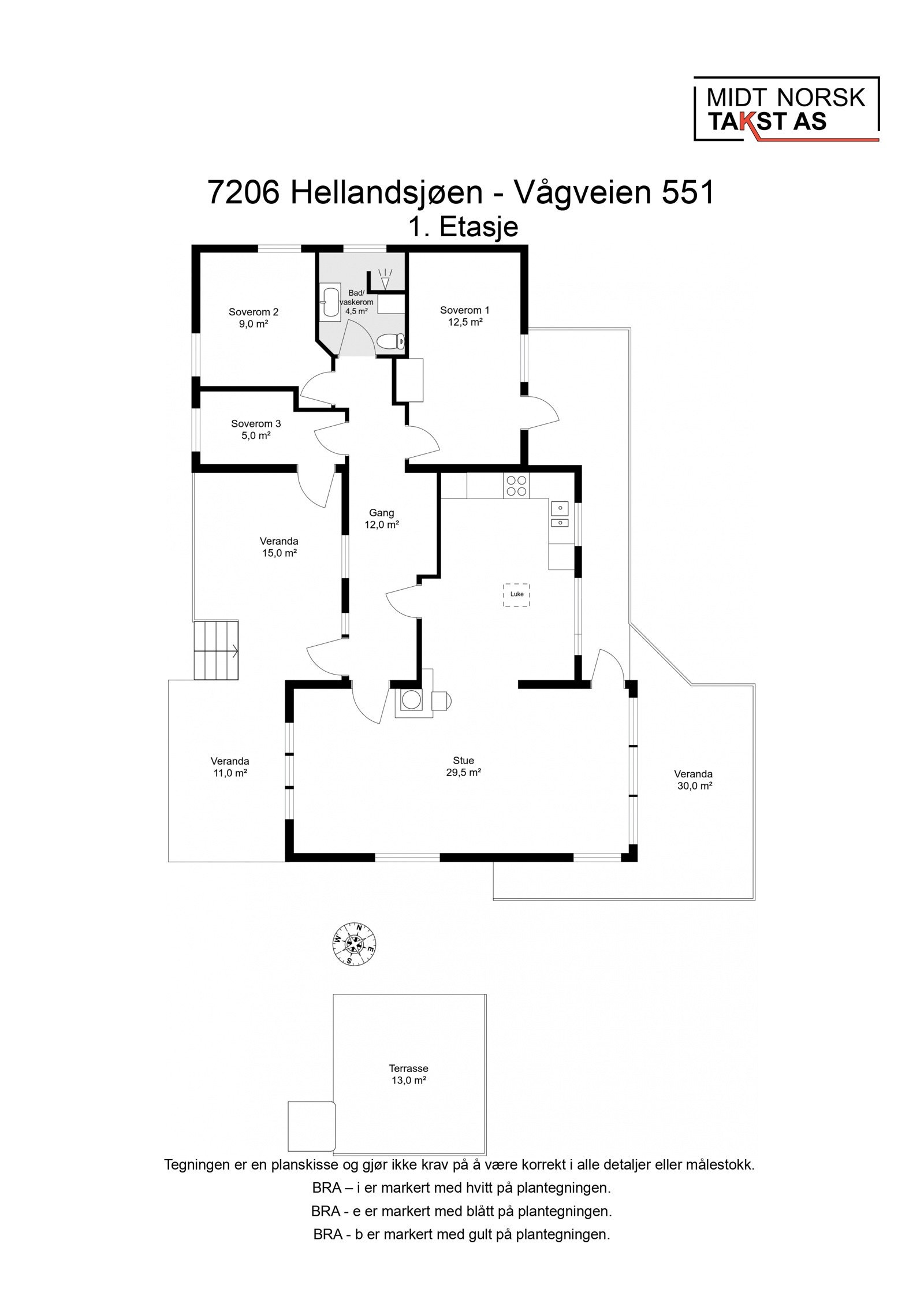 Planskisse hytte. Øvrig: anneks og tre uteboder, naust og del av felles brygge. Galleribilde