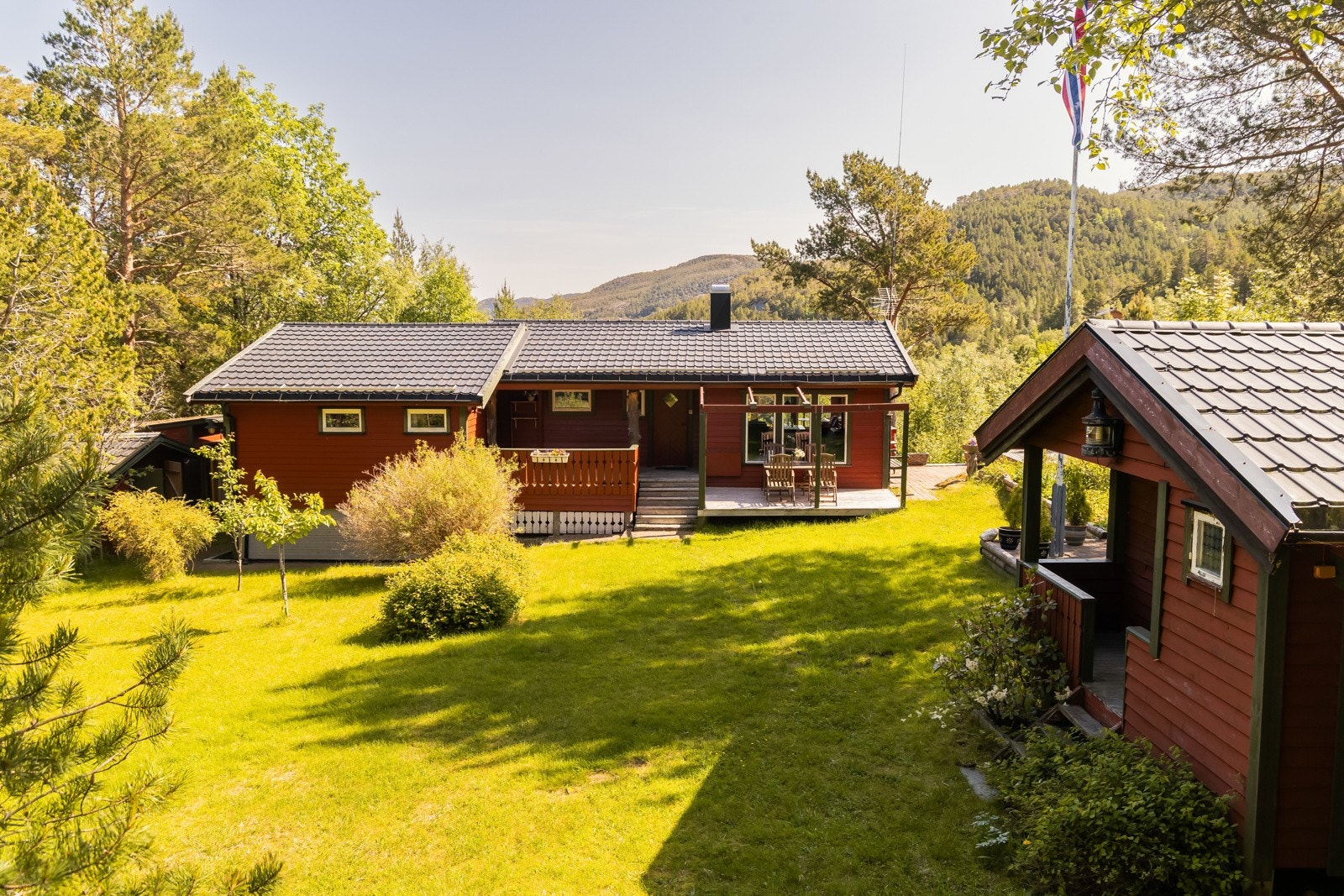 Flere solfylte uteplasser med tilgang på sol fra morgen til kveld på sommerstid. Galleribilde