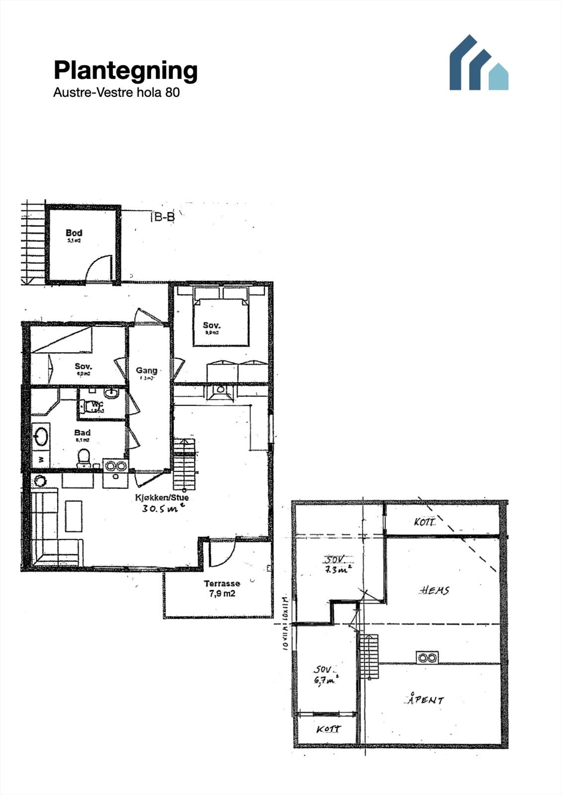 Plantegning 2.etg + loft Galleribilde
