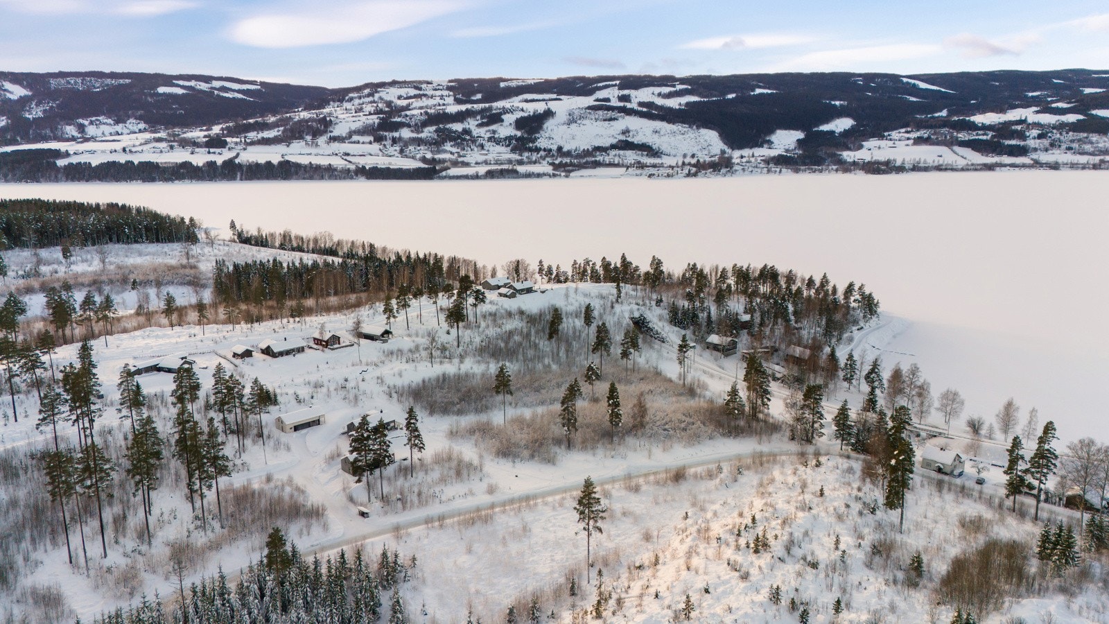 Områdebilde, fra hytta er det kort avstand til ned Mjøsa. Galleribilde
