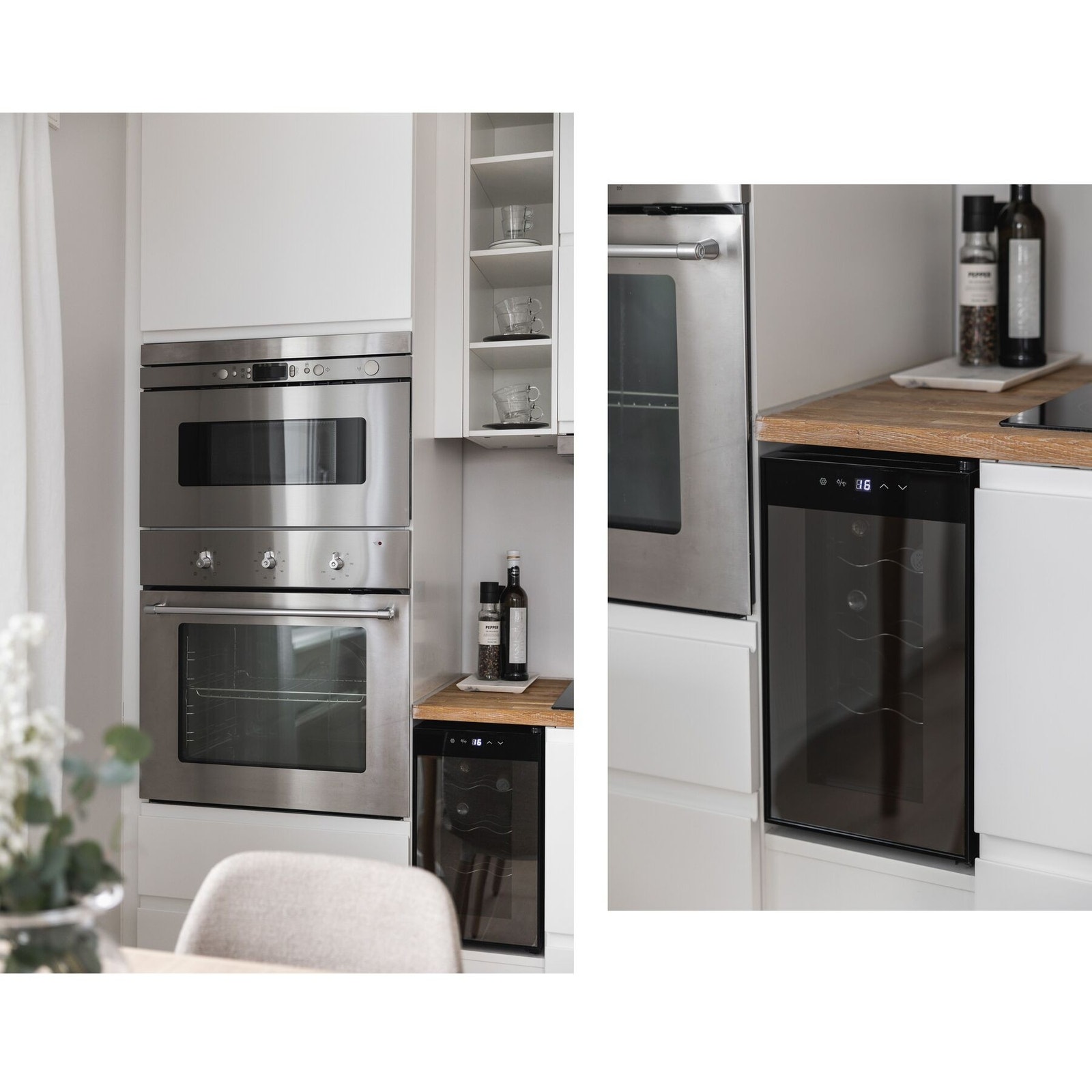 Integrert oppvaskmaskin, kjøleskap/fryseskap, vinkjøler, stekeovn, mikrobølgeovn og keramisk topp. Galleribilde