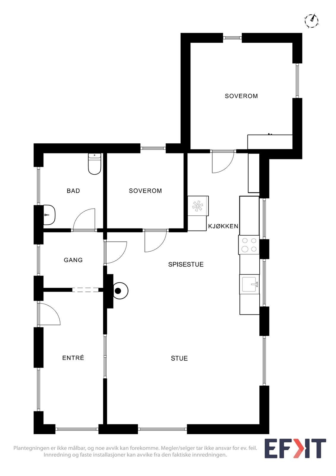 Plantegning. Nytt tak i 2022. Ny isolasjon, kledning og vinduer i 2018. Galleribilde