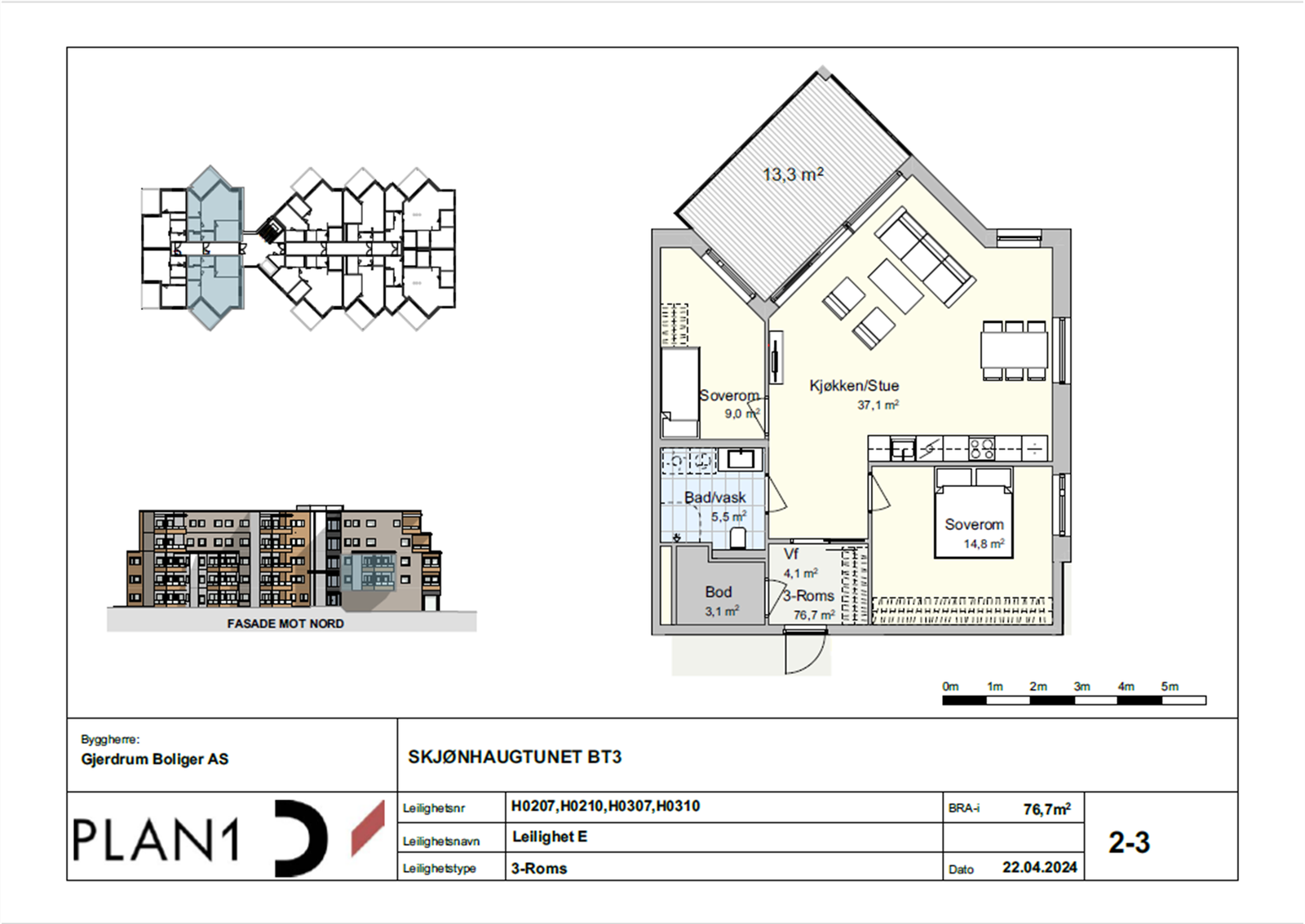 Eiendomsmegler Krogsveen v/ Vegard Gran-Andersen har nå en tre-roms for salg - kontraktsposisjon på Skjønhaugtunet trinn 3. Galleribilde