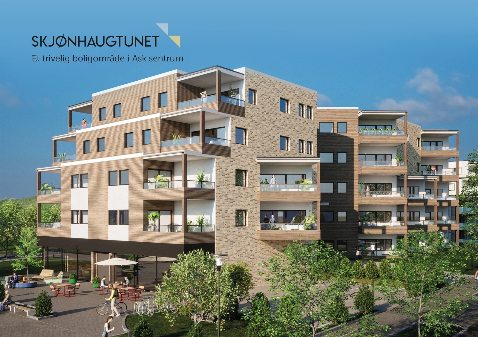 Illustrasjon av Skjønhaugtunet trinn 3. Bygget er under oppføring. Galleribilde