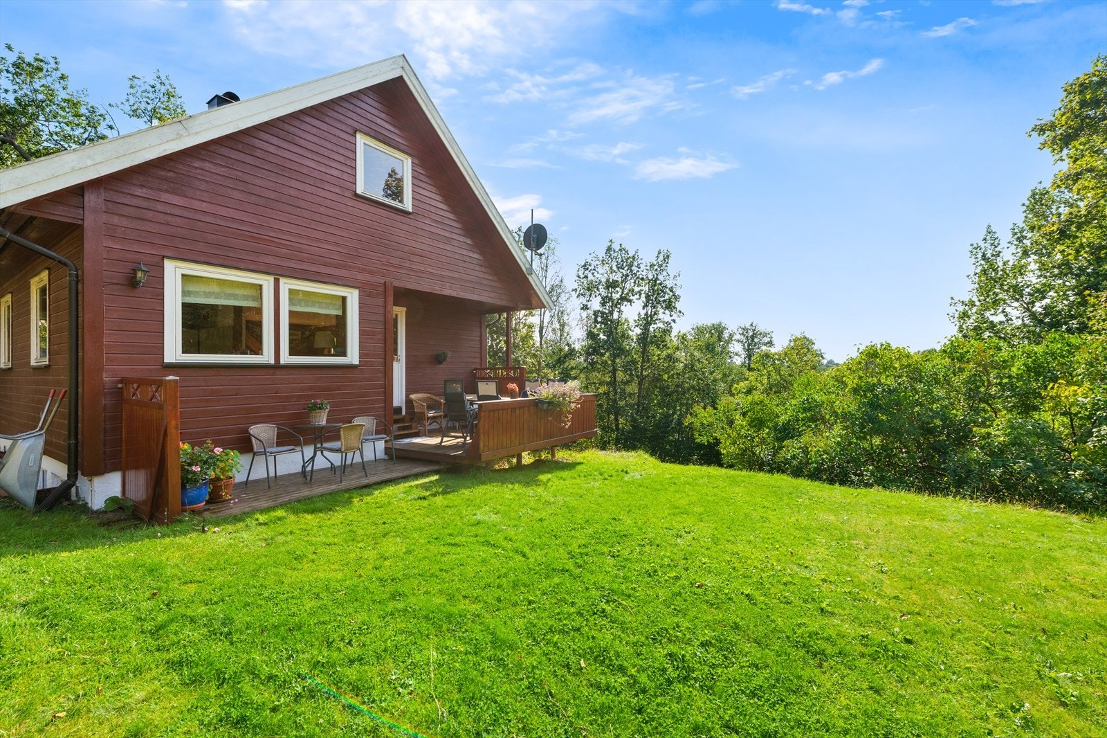 Tomten er opparbeidet med gressplen. Galleribilde