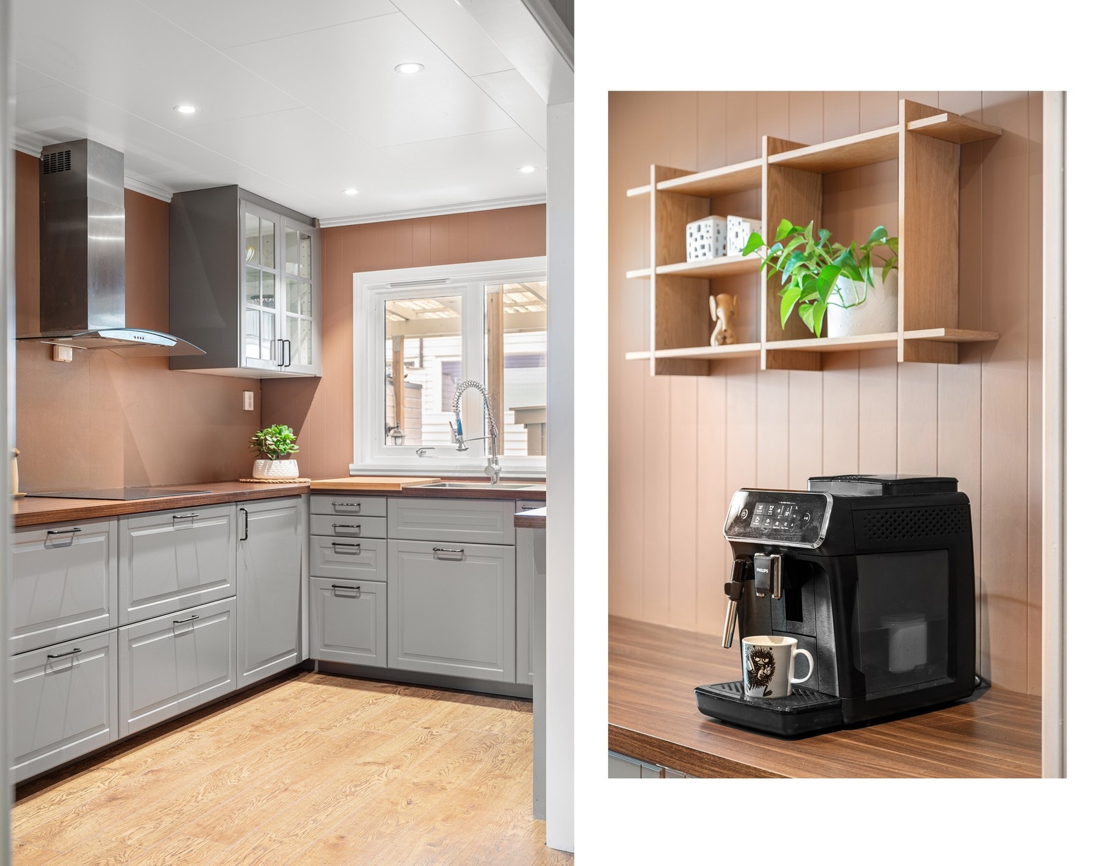 Kjøkkenbenken er i en hestesko som virkelig utnytter arealet Galleribilde