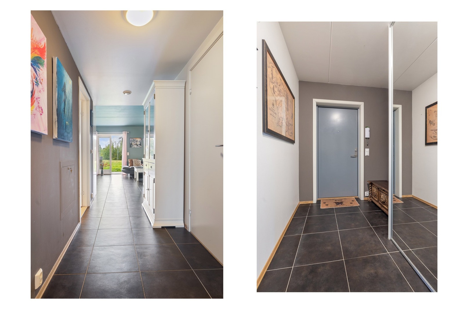 Romslig inngangsparti med god plass til oppbevaring. Galleribilde