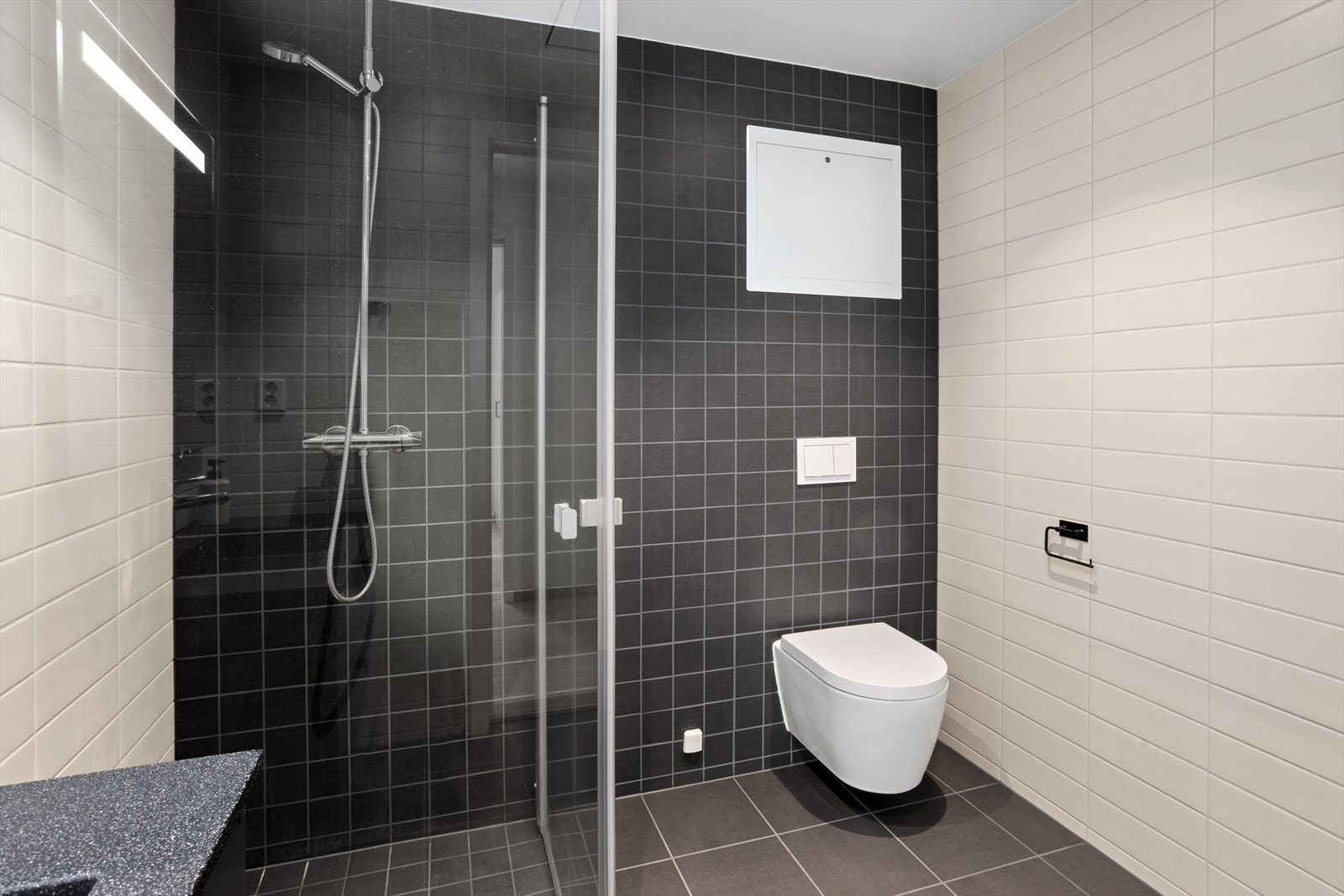 Veggheng wc og dusj med glassdører Galleribilde